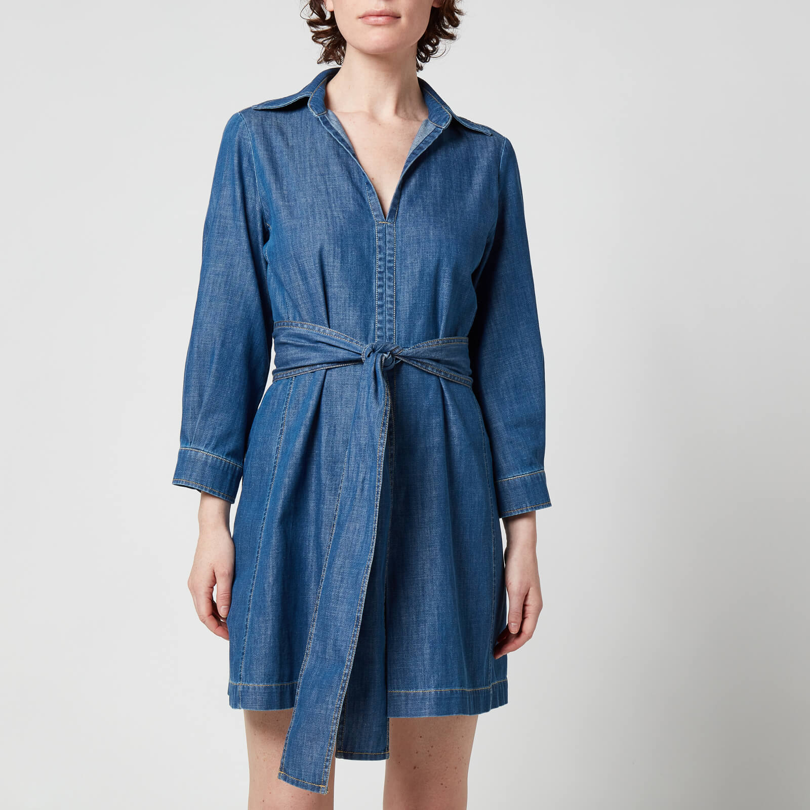 See By Chloe Women's Denim Tie Neck Dress - Faded Denim - UK 6