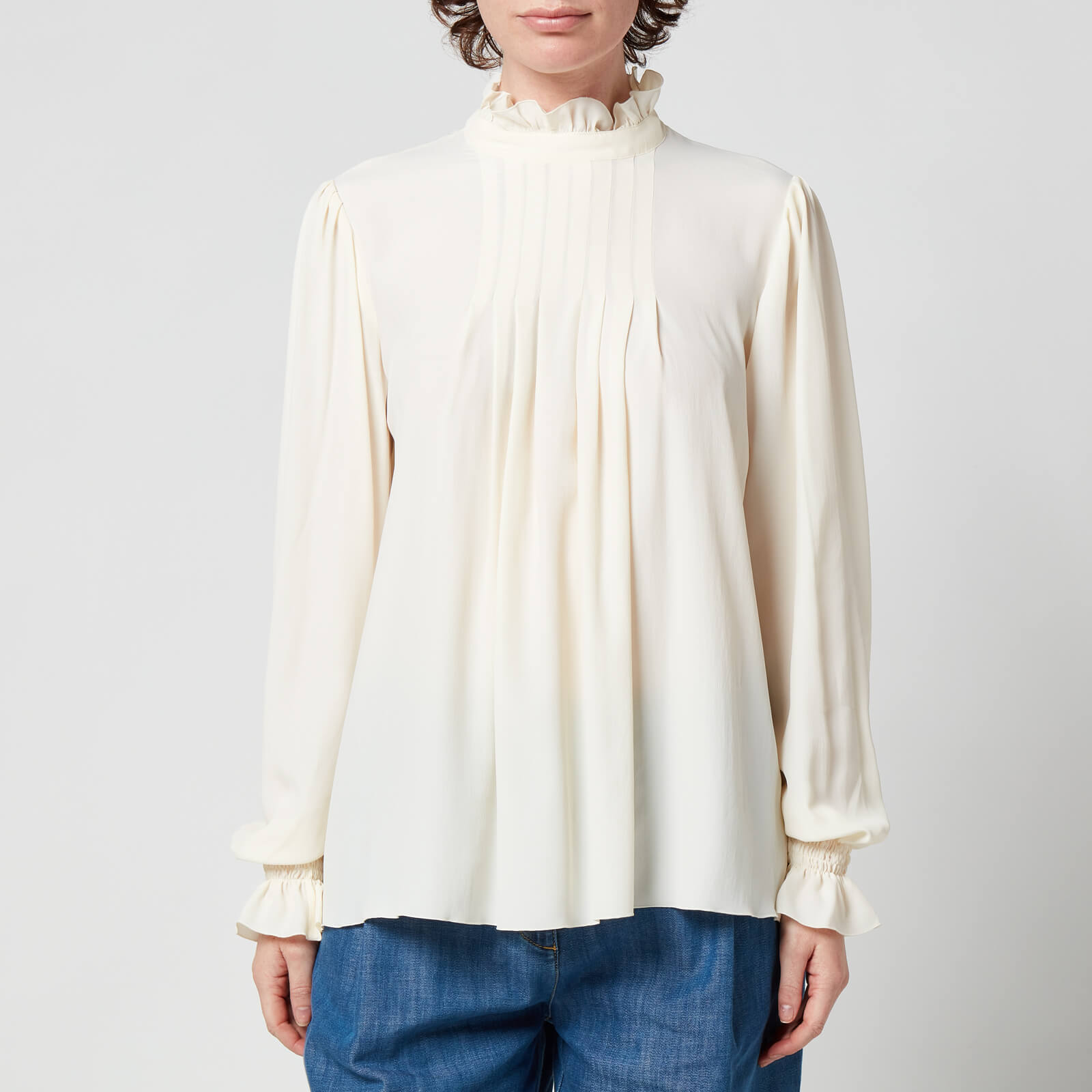 See by Chloé Women's High Neck Blouse - Whisper White - UK 6