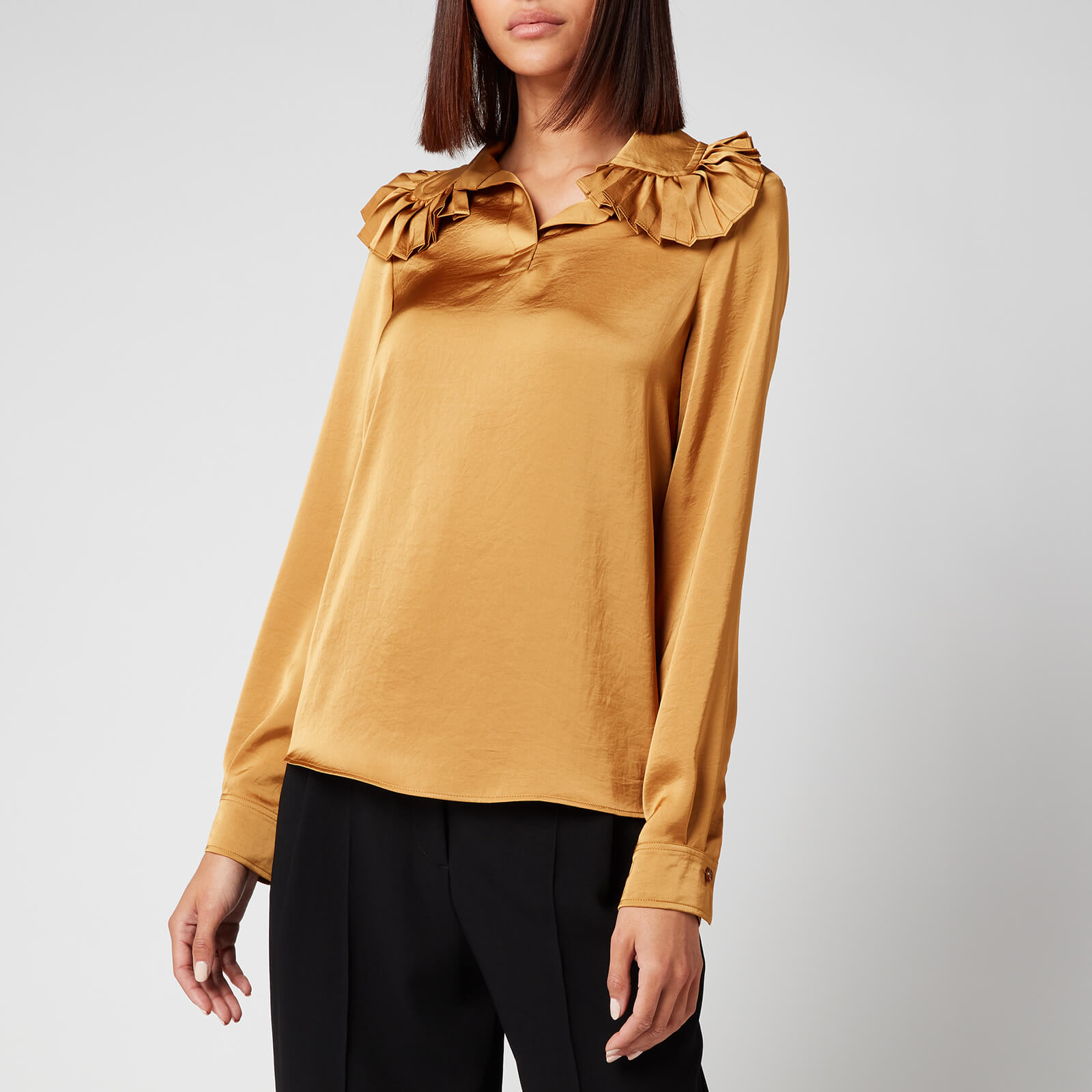 See By Chloé Women's Frill Collar Blouse - Baroque Brown - UK 6