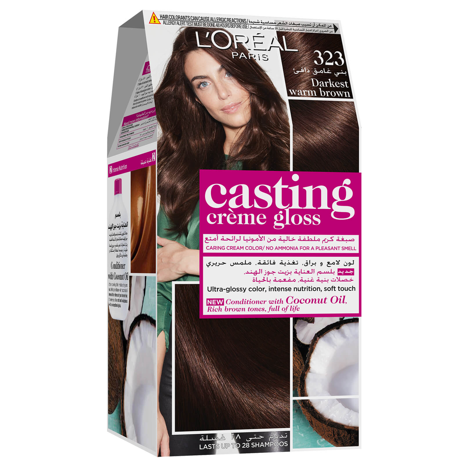 

L'Oréal Paris Casting Crème Gloss Semi-Permanent Hair Colour 254g (Various Colours) - 323 Darkest Warm Brown
