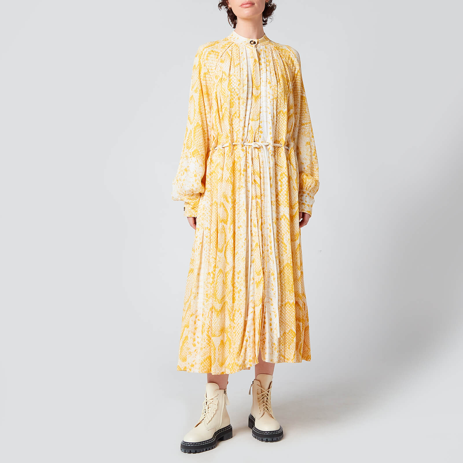 Proenza Schouler Women's Snakeprint Crepe Shirt Dress - Yellow Multi - US 8/UK 12