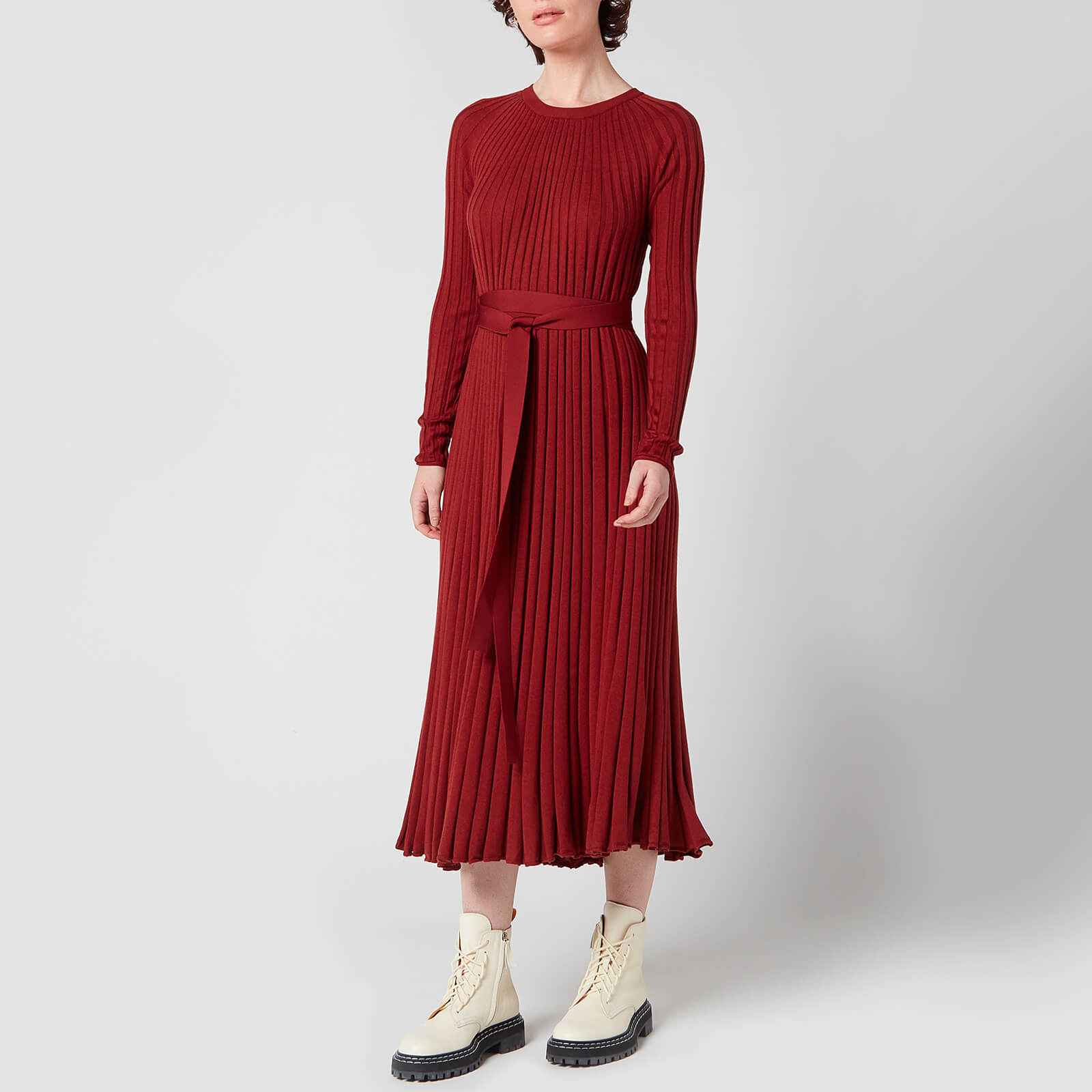 Proenza Schouler Women's Silk Cashmere Pleated Dress - Rust - M