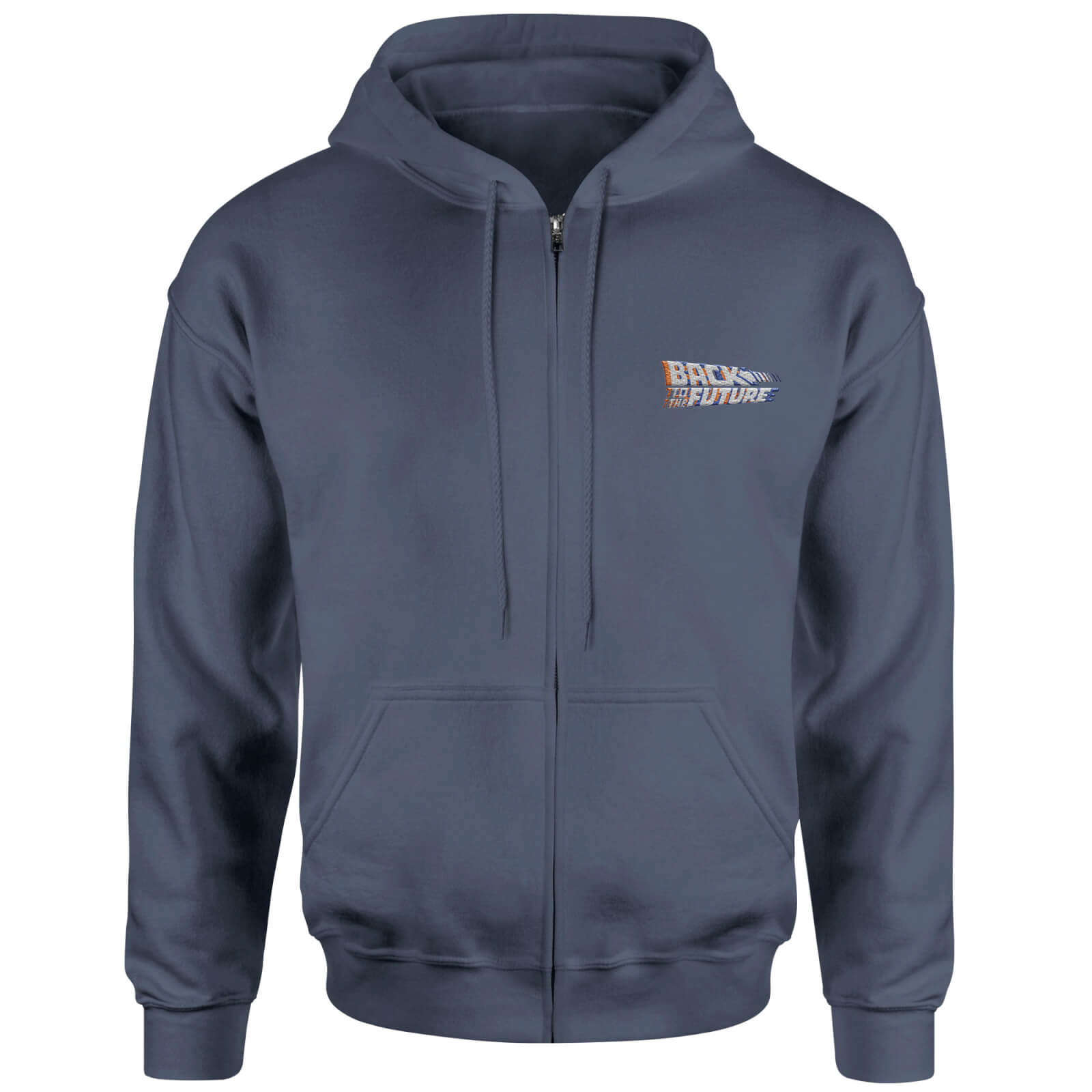 

Back To The Future Logo Embroidered Unisex Zipped Hoodie - Navy - M