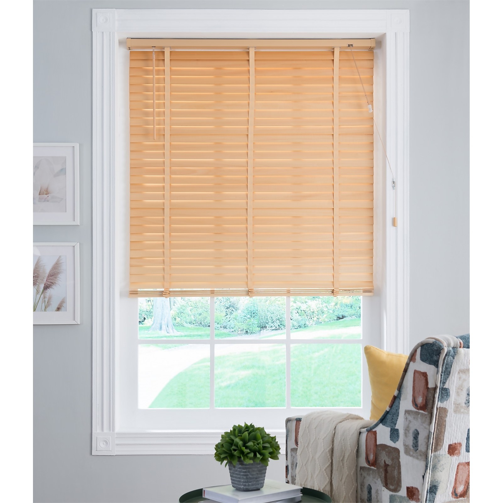 Photo of 50mm Wood Venetian Blind - Natural - 100x160cm