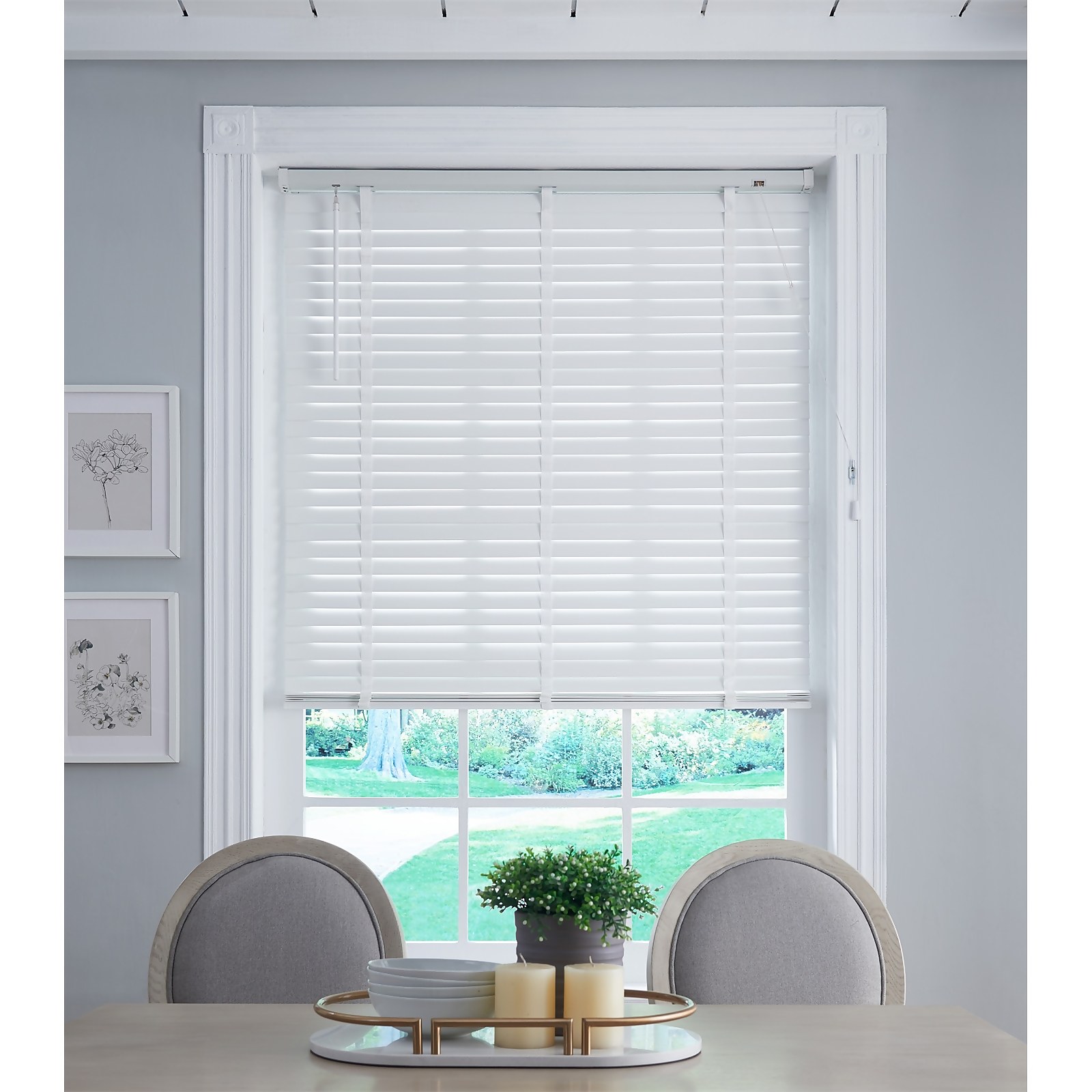 Photo of 50mm Wood Venetian Blind - White - 65x160cm