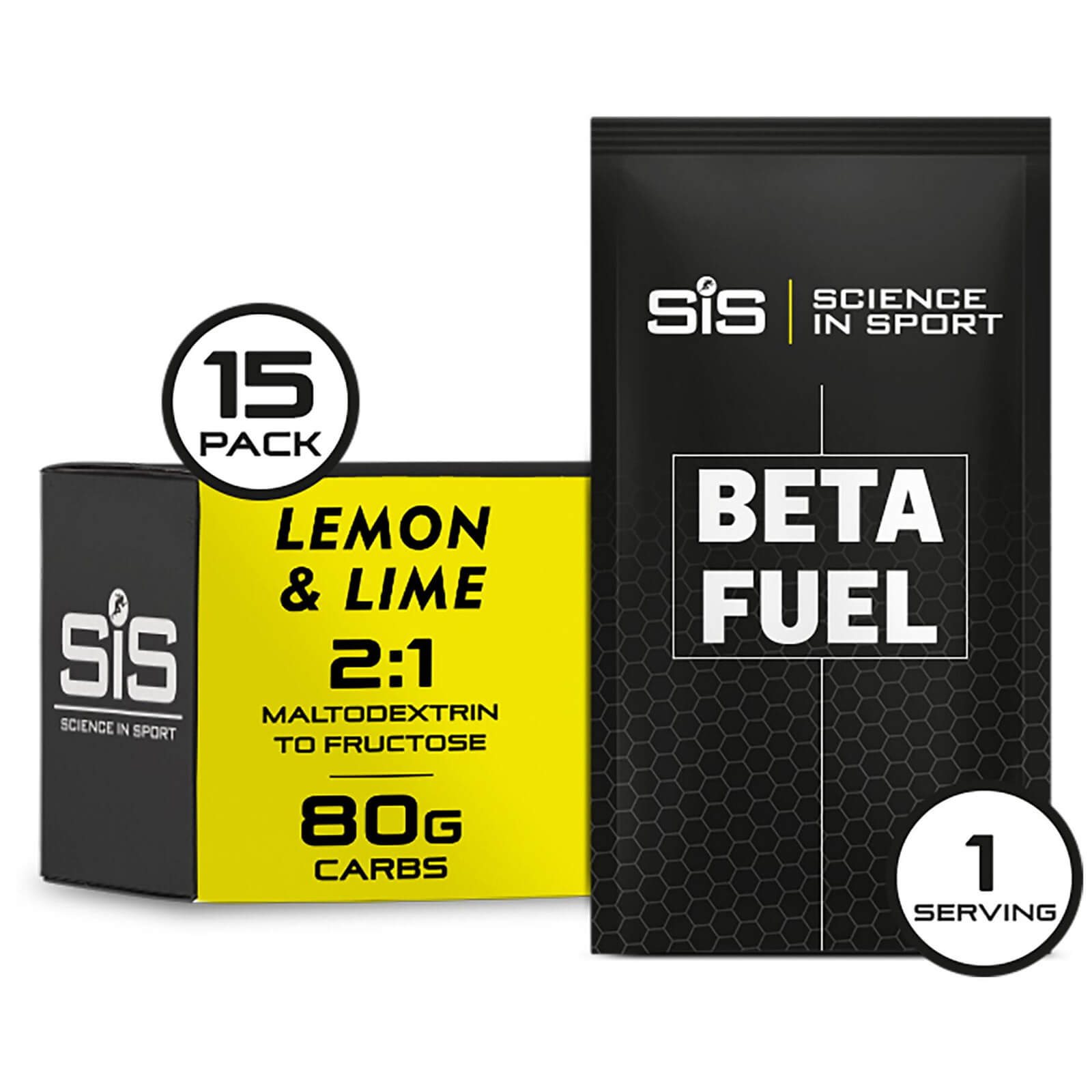 Science in Sport Beta Fuel Energy Drink Powder Box of 15 Sachets - Lemon And Lime