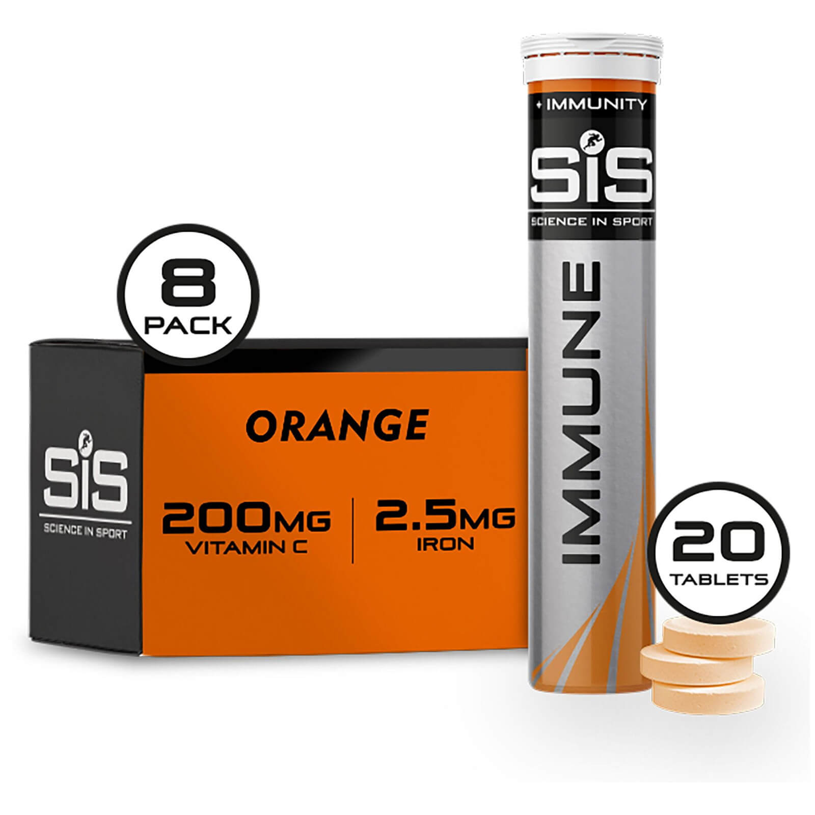 Science in Sport GO Immune Hydro Tablet 8 Tubes of 20 - Orange