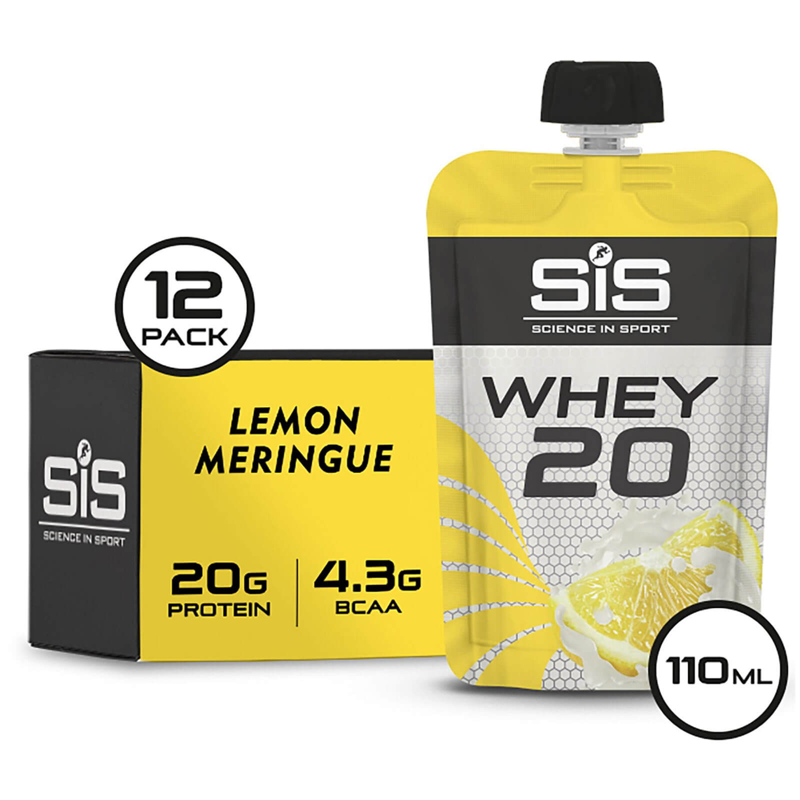 Science in Sport Whey20 Protein Supplement 110g Sachet Pack of 12 - Lemon Meringue