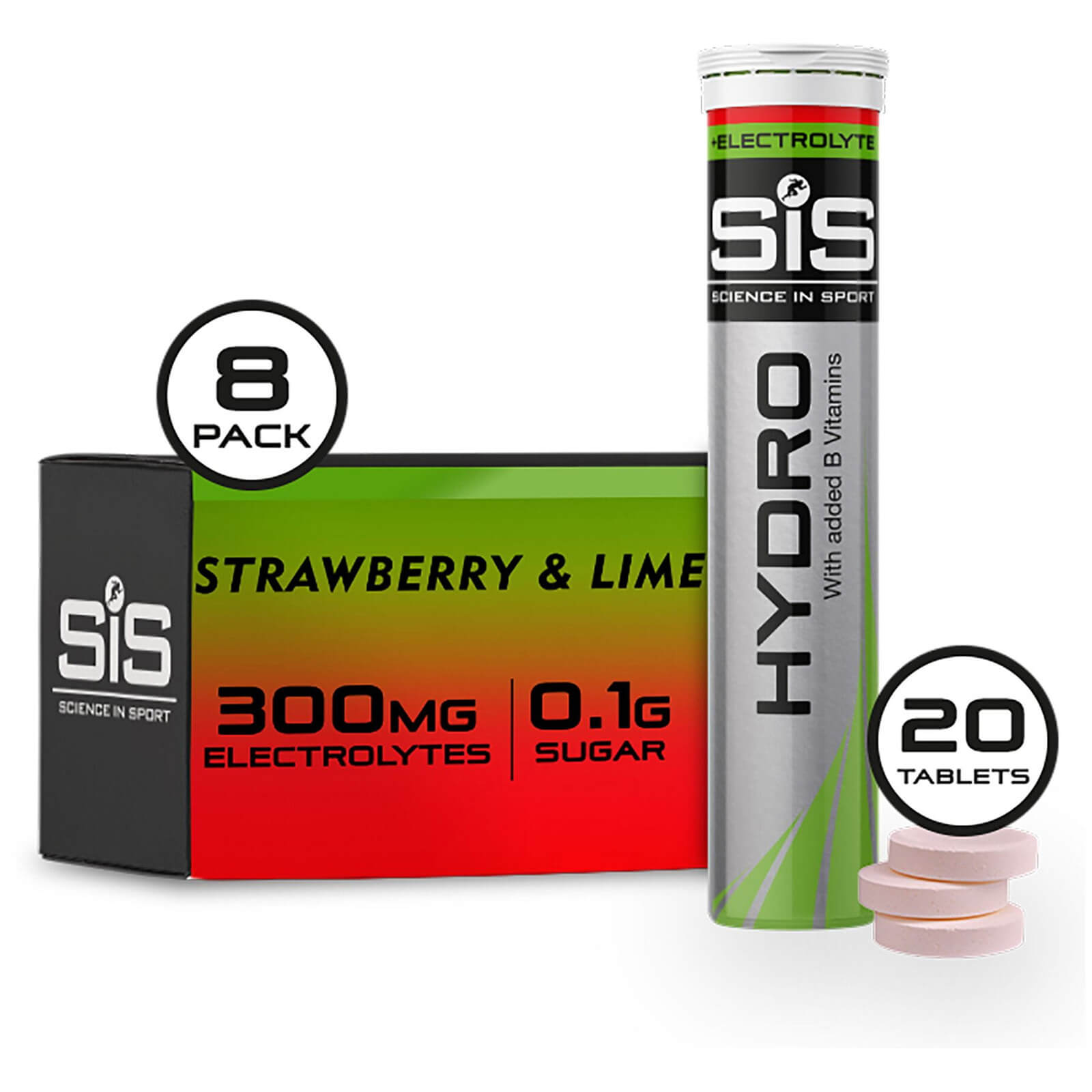 Science in Sport GO Hydro Tablet 8 Tubes of 20 - Strawberry and Lime