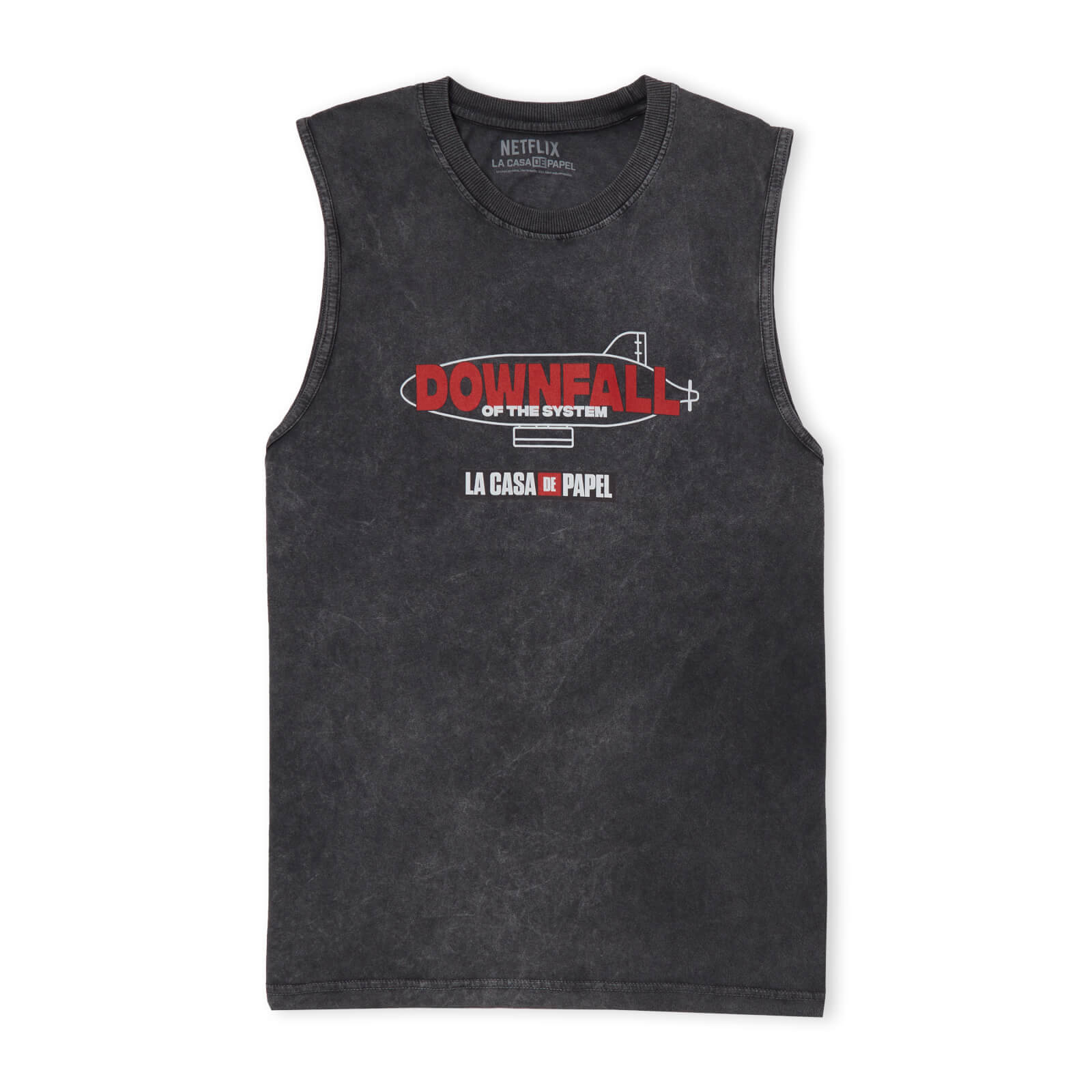 

La Casa de Papel Downfall Débardeur Homme - Noir Délavé - L - Black Acid Wash