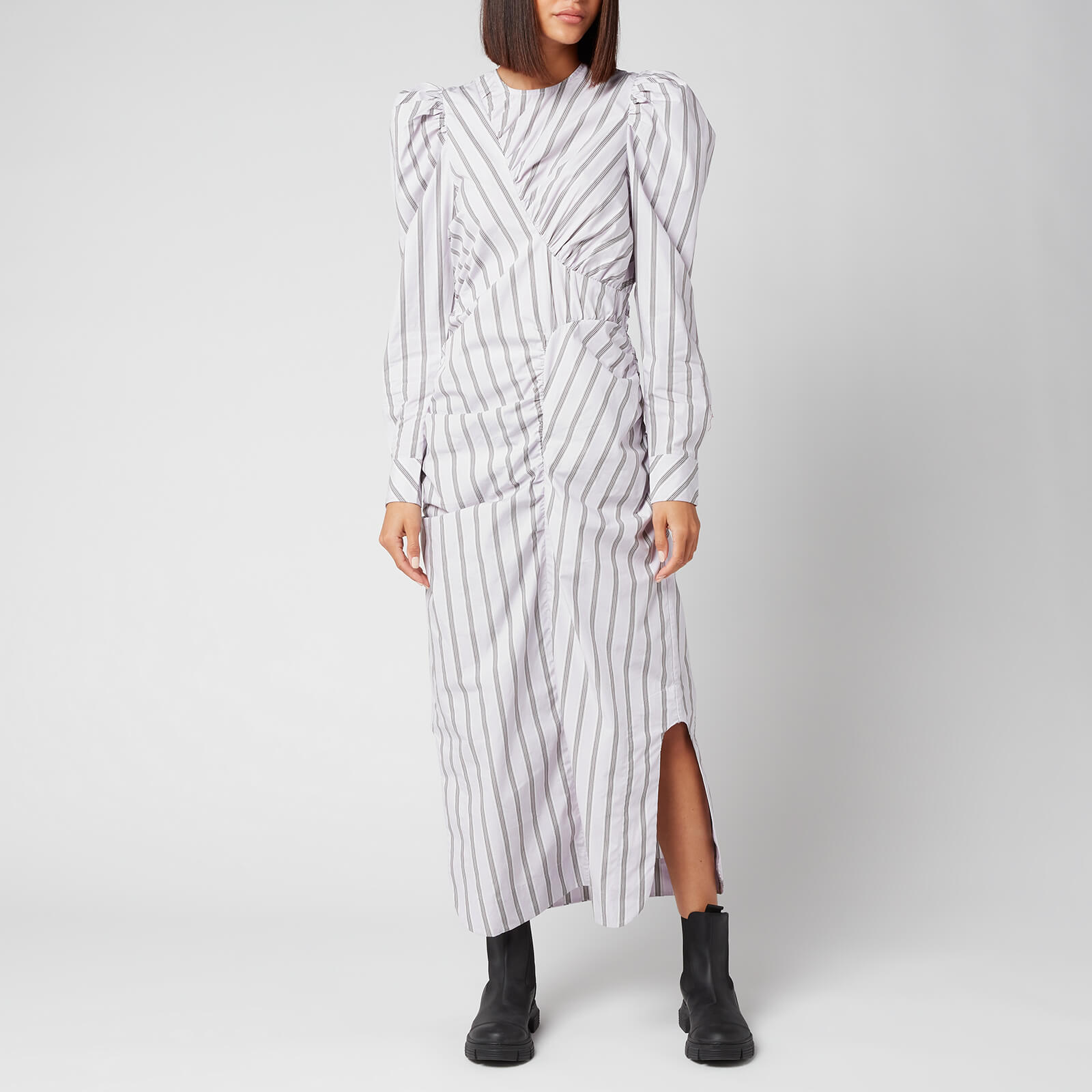 Ganni Women's Stripe Cotton Dress - Misty Lilac - EU 40/UK 12