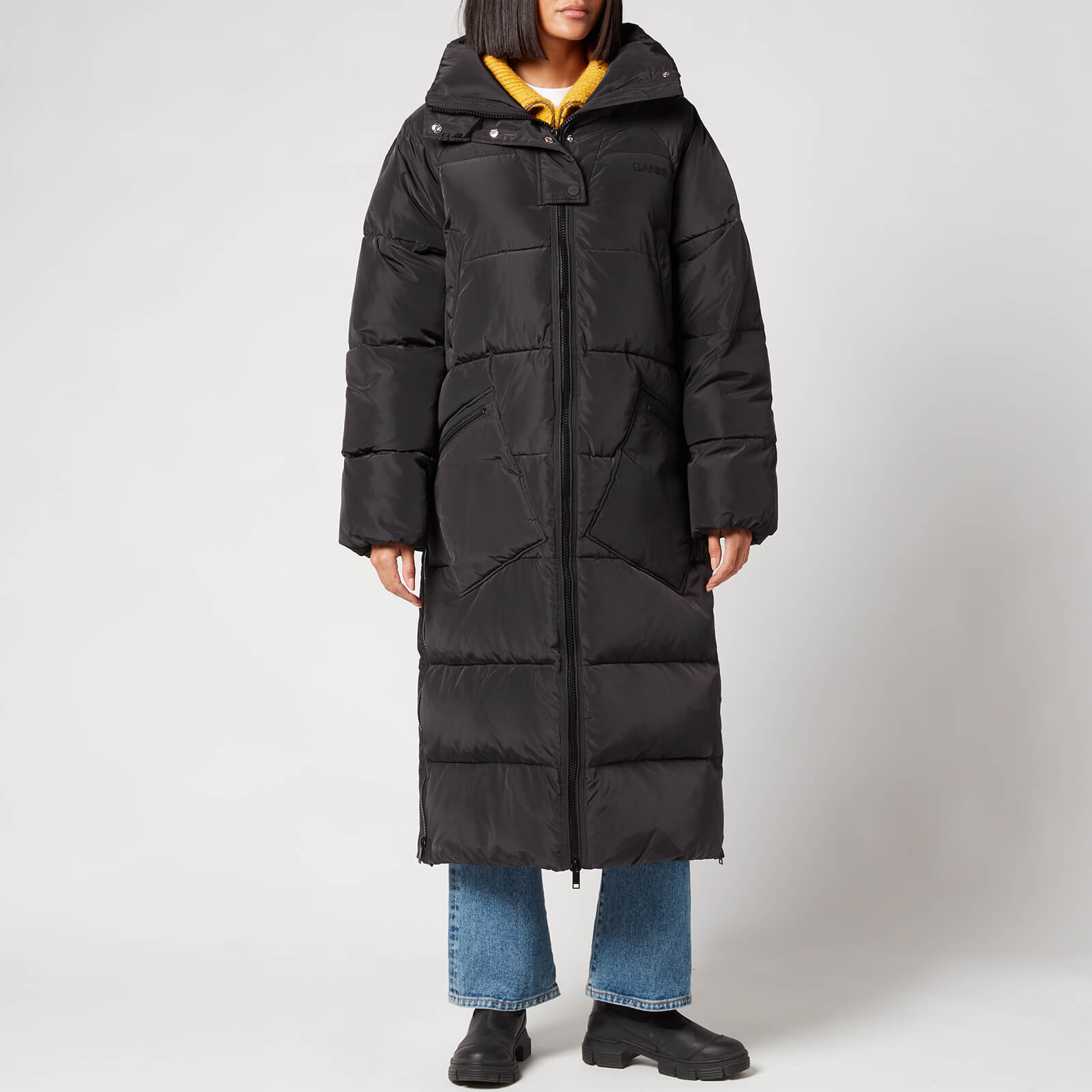 Ganni Women's Tech Puffer Coat - Black - S/M