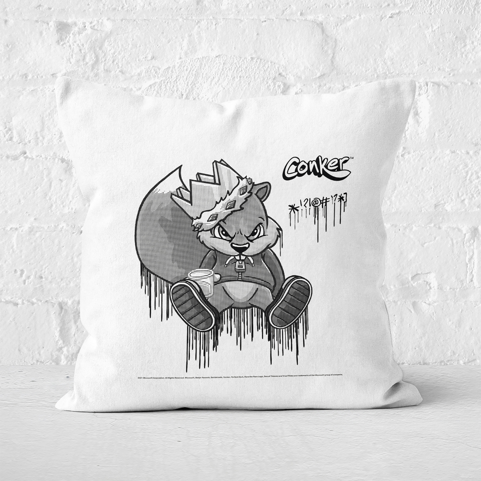 Conker Graffiti Square Cushion - 50x50cm - Soft Touch