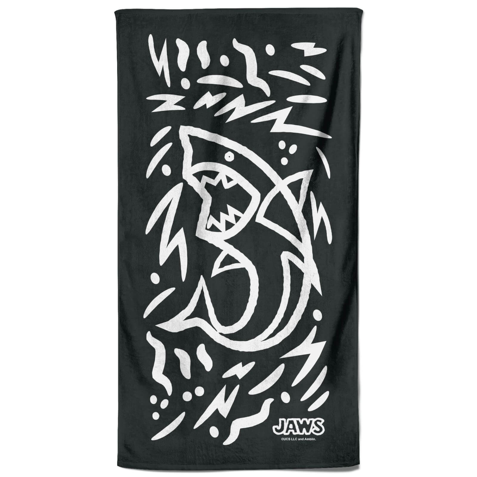 

Jaws Black Doodle Beach Towel