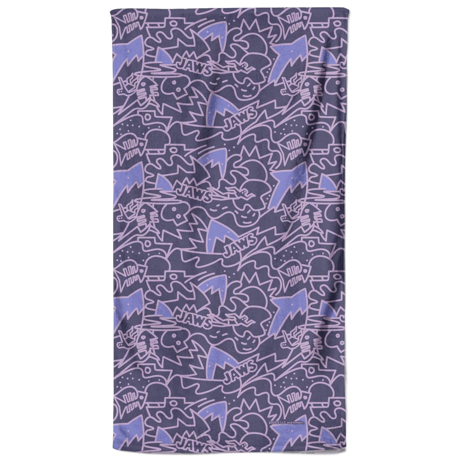 

Jaws Purple Doodle Pattern Beach Towel