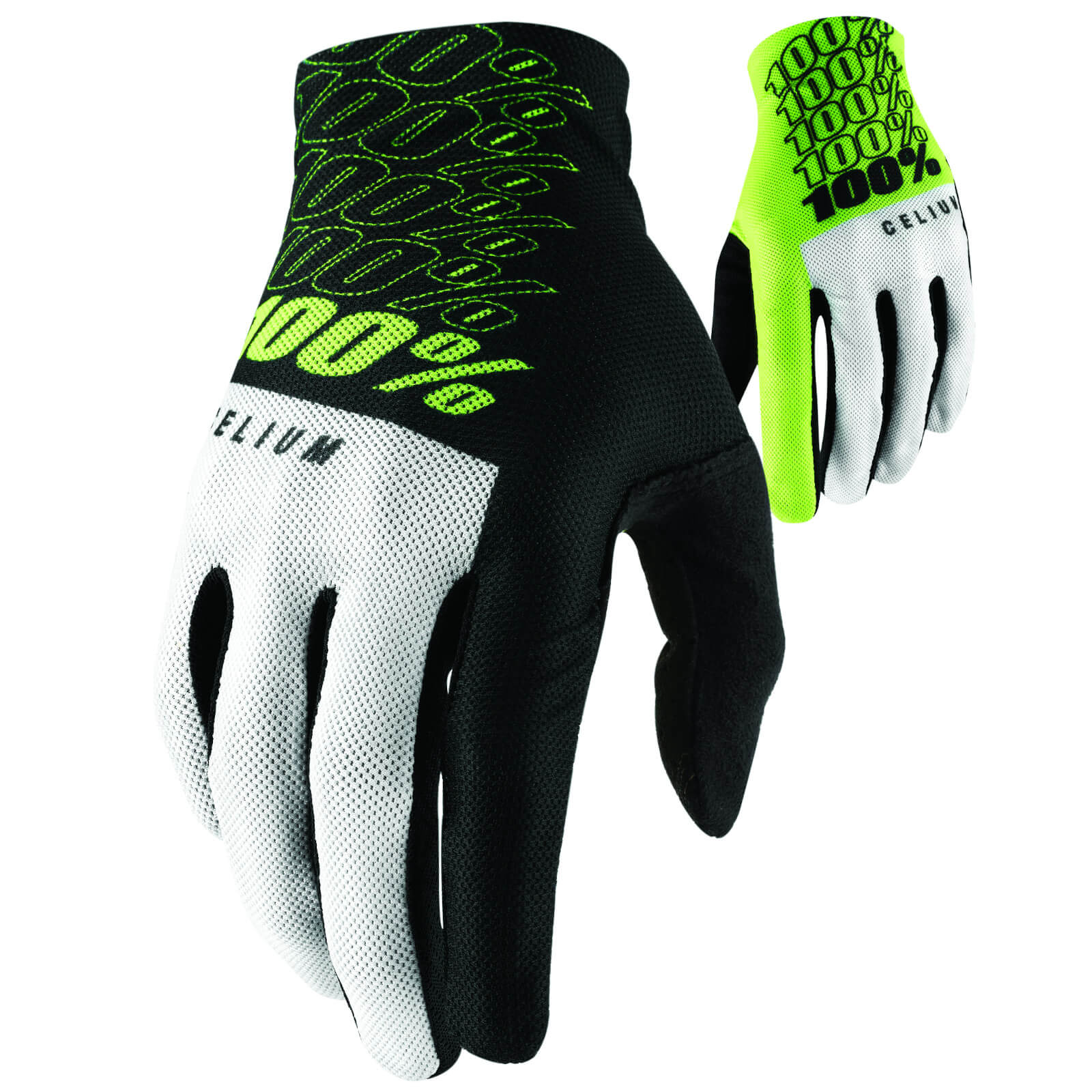 100% Celium MTB Gloves - S - Fluo Yellow