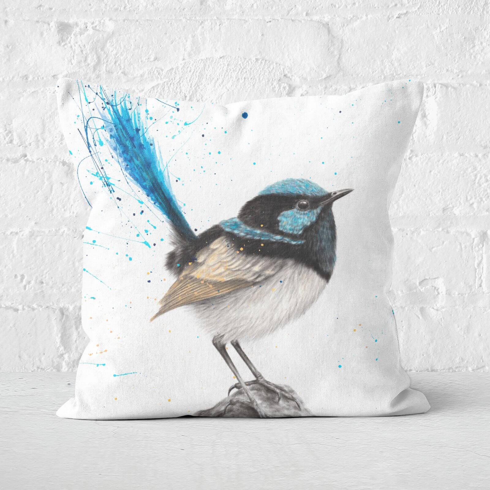 Mountain Blue Wren Square Cushion - 40x40cm - Soft Touch