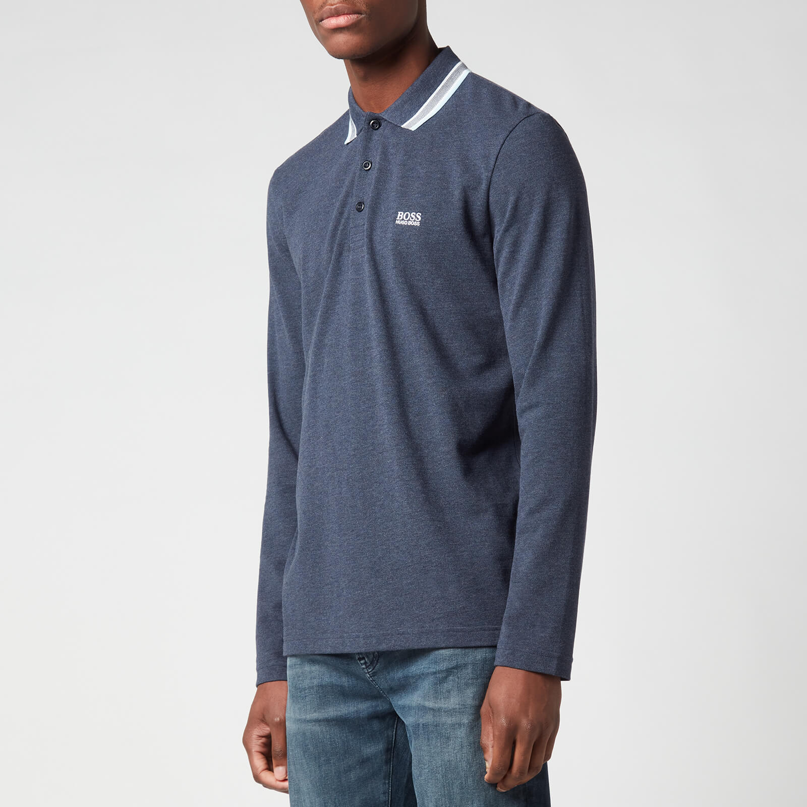 BOSS Athleisure Men's Plisy Long Sleeve Polo Shirt - Dark Blue - S