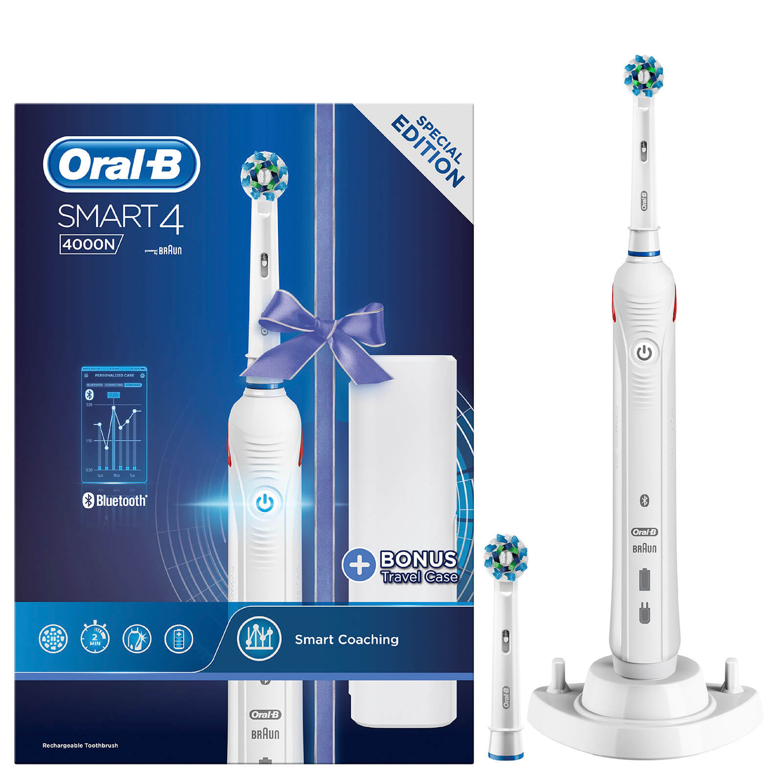 Oral-B Smart 4 4000N Rechargeable Electric Toothbrush – White lookfantastic.com imagine