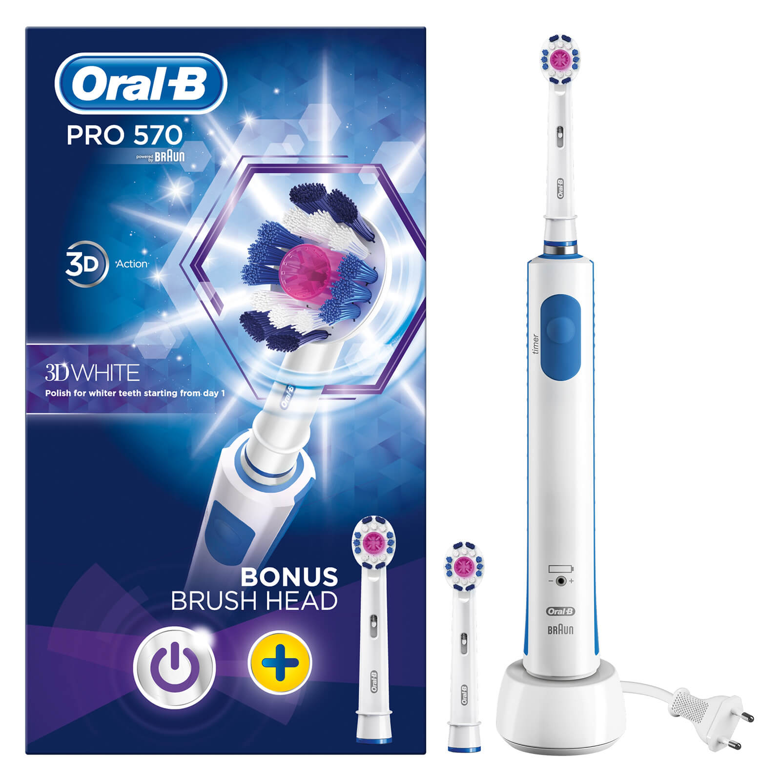 Oral-B Pro 570 3D White Electric Toothbrush lookfantastic.com imagine