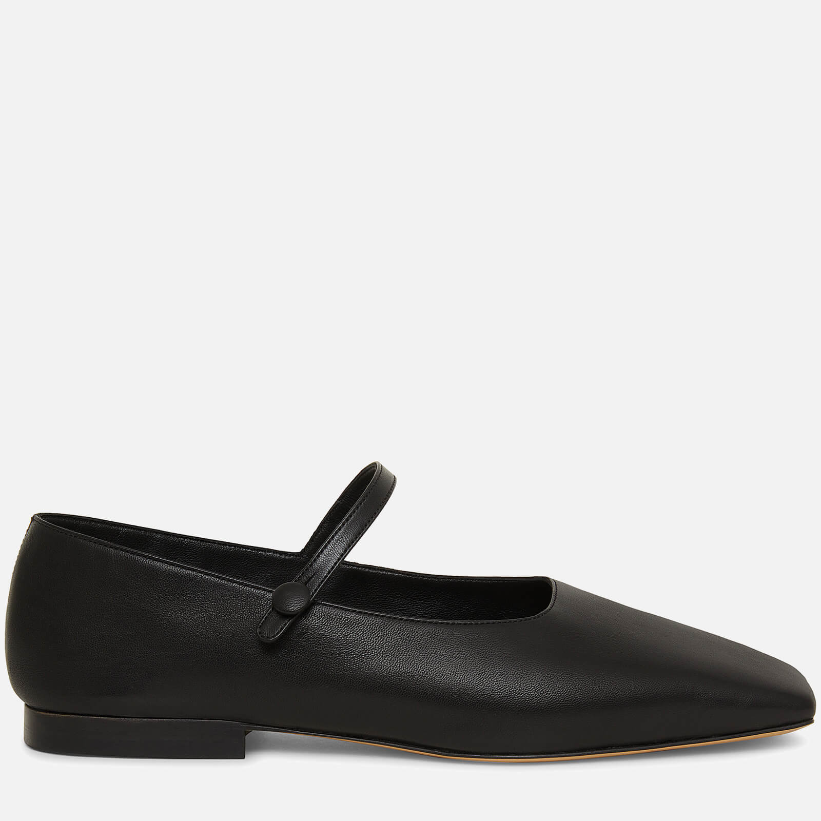 Mansur Gavriel Women's Square Toe Leather Mary Jane Flats - Black - UK 6