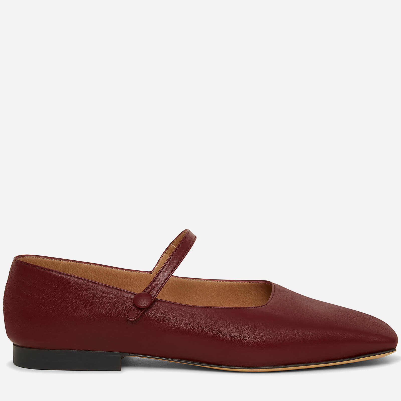 Mansur Gavriel Women's Square Toe Leather Mary Jane Flats - Claret - UK 7