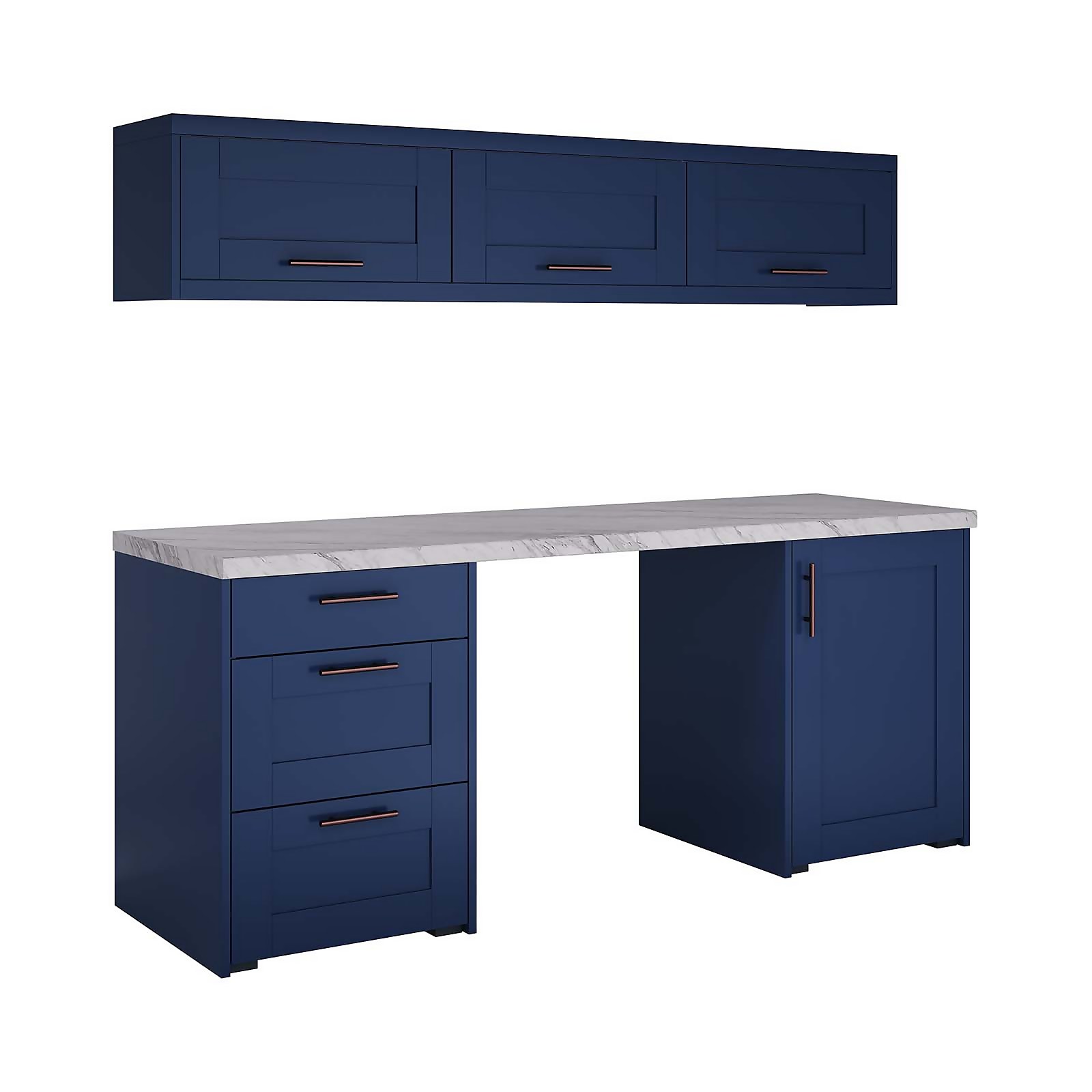 Photo of Classic Shaker Navy 5 Unit Home Office Set