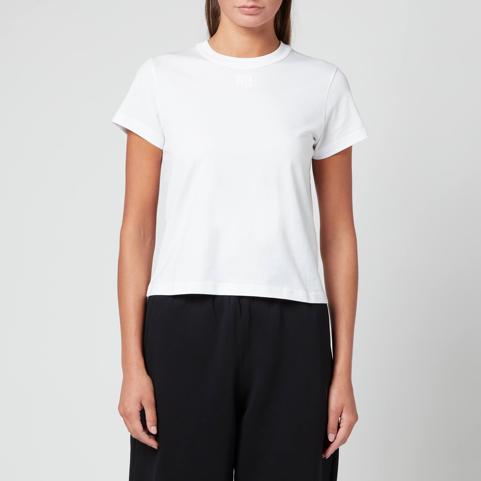 alexanderwang.t Women's Foundation Shrunk T-Shirt with Puff Logo and Bound Neck - White - XS