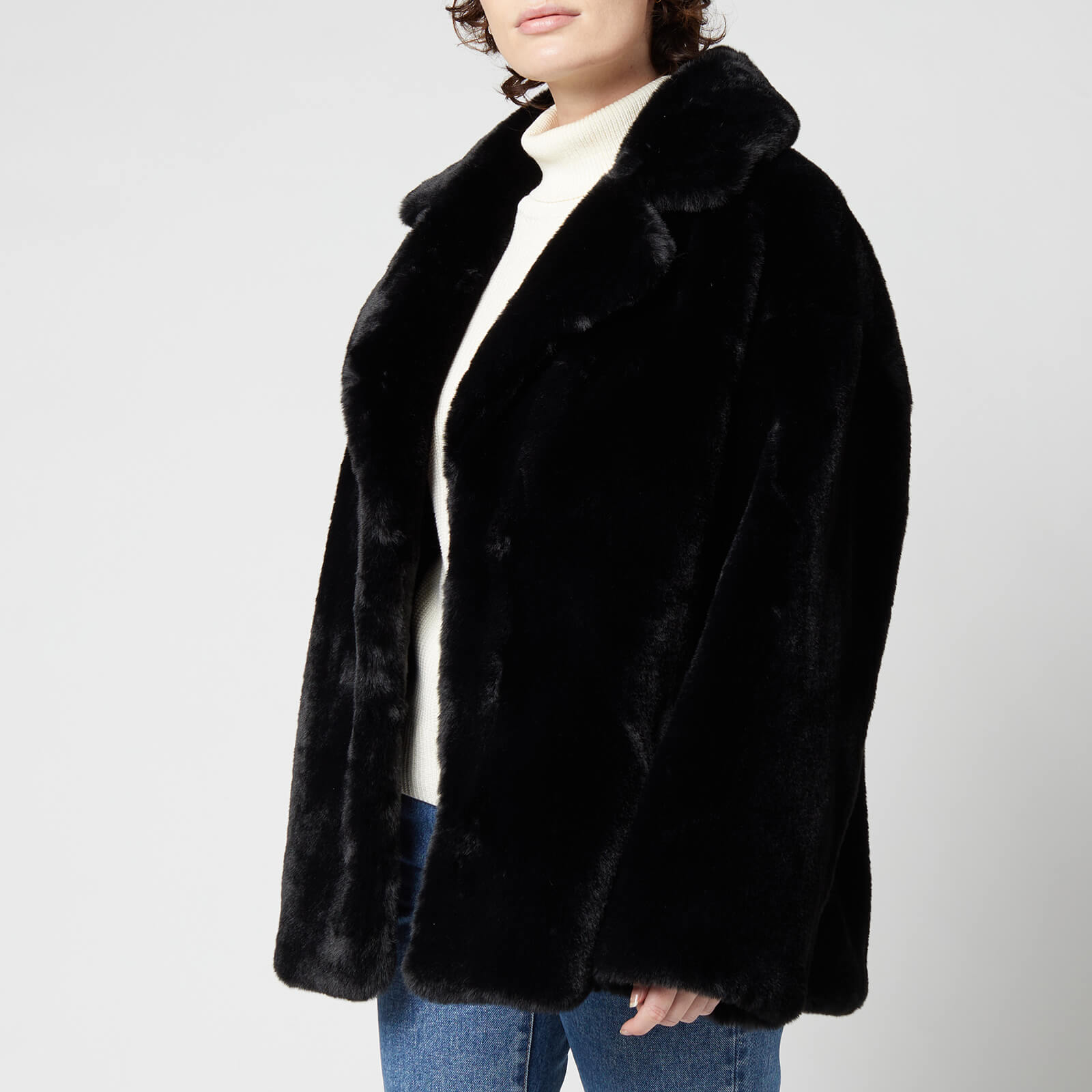 Stand Studio Women's Savannah Faux Fur Lush Teddy Jacket - Black - FR 38/UK 10
