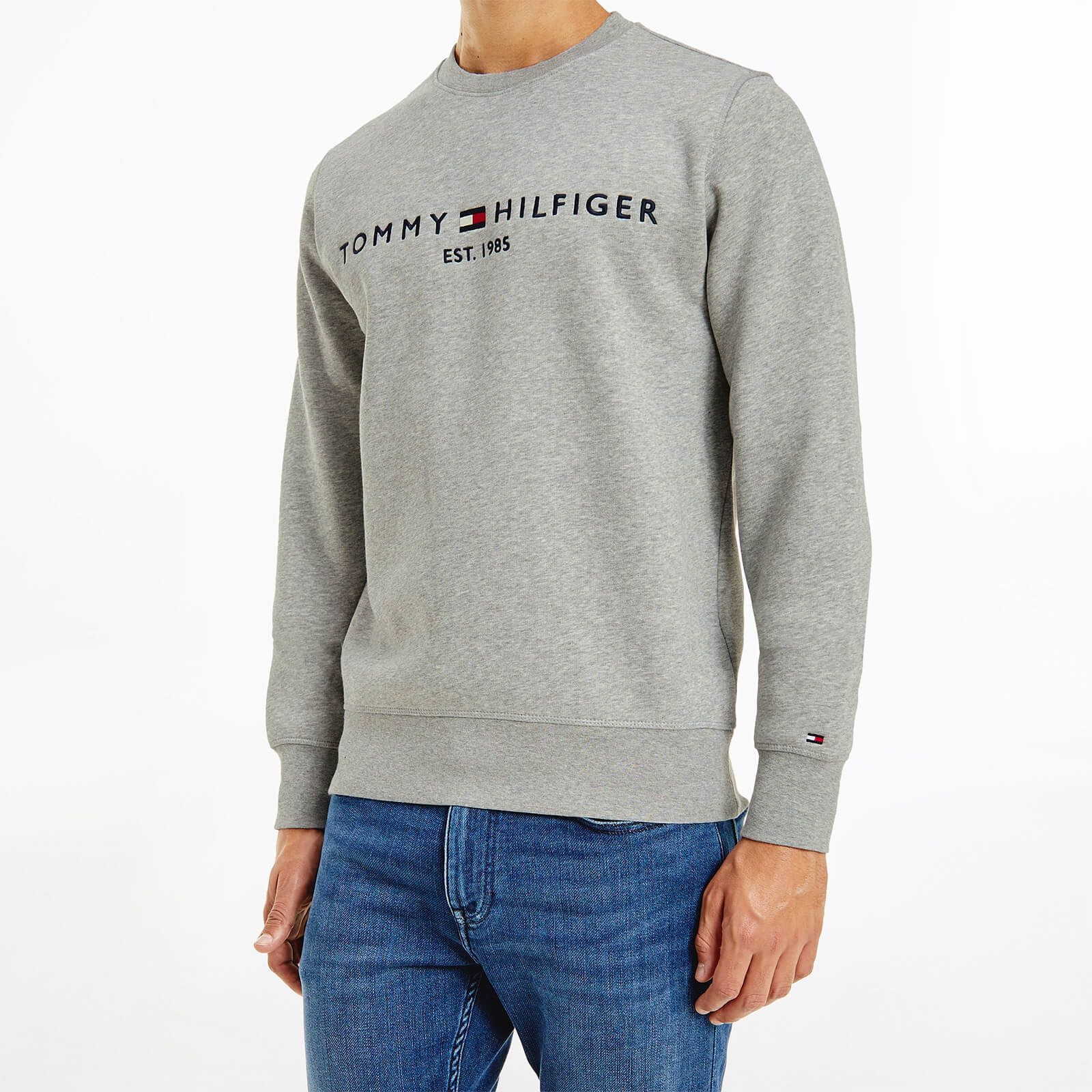 Tommy Hilfiger Men's Chest Logo Sweatshirt - Light Grey Heather - S