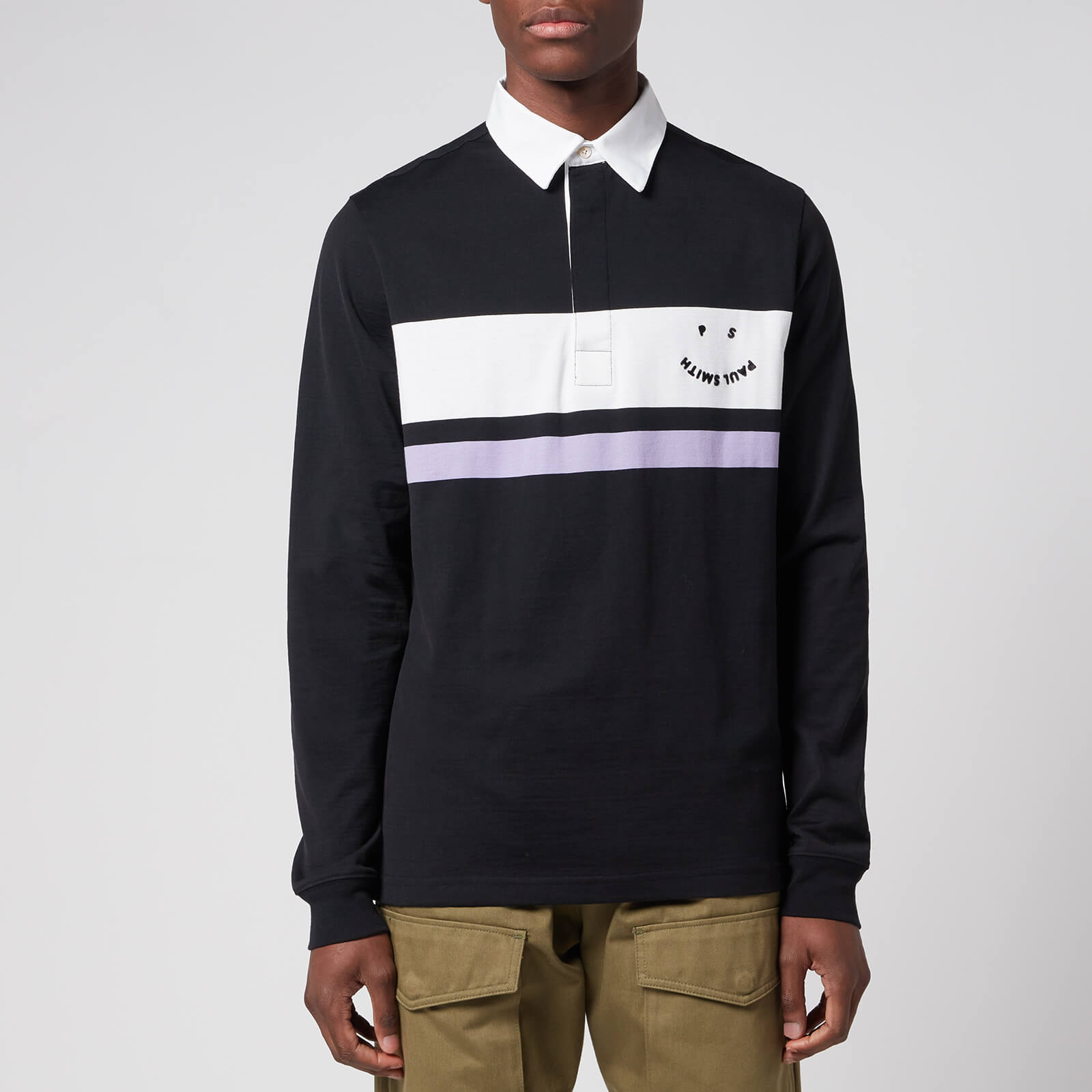 PS Paul Smith Men's Happy Logo Long Sleeve Polo Shirt - Black - S