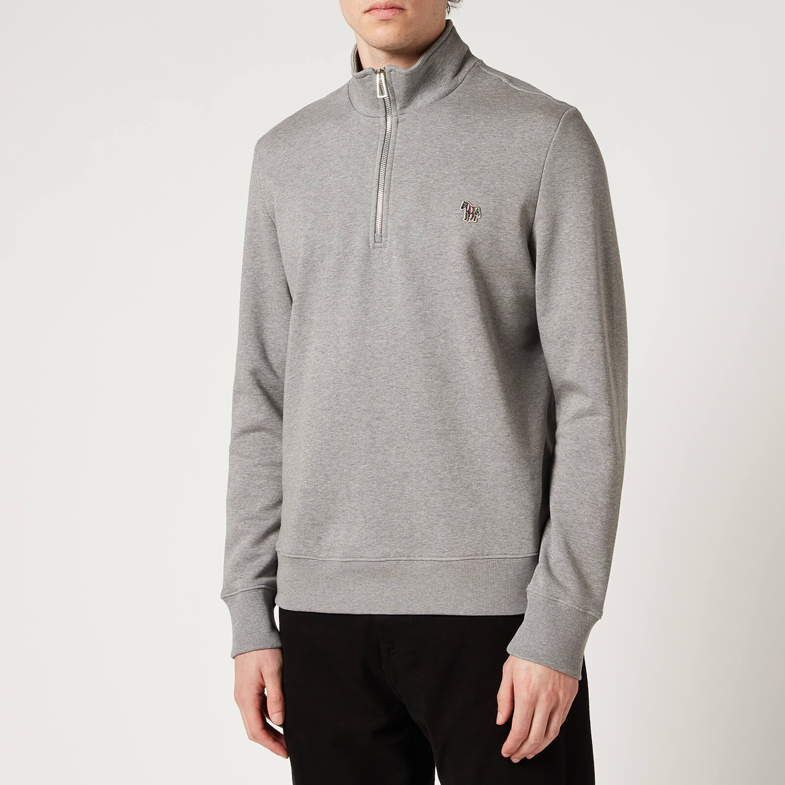 PS Paul Smith Men's Zebra Badge Half Zip Sweatshirt - Grey Melange - S