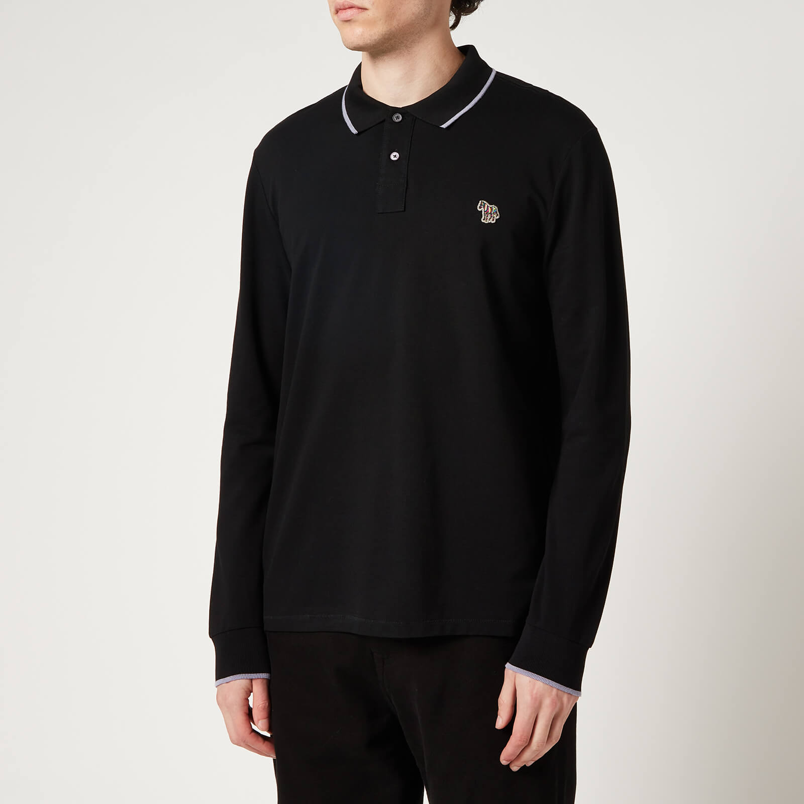 PS Paul Smith Men's Zebra Badge Long Sleeve Polo Shirt - Black - M