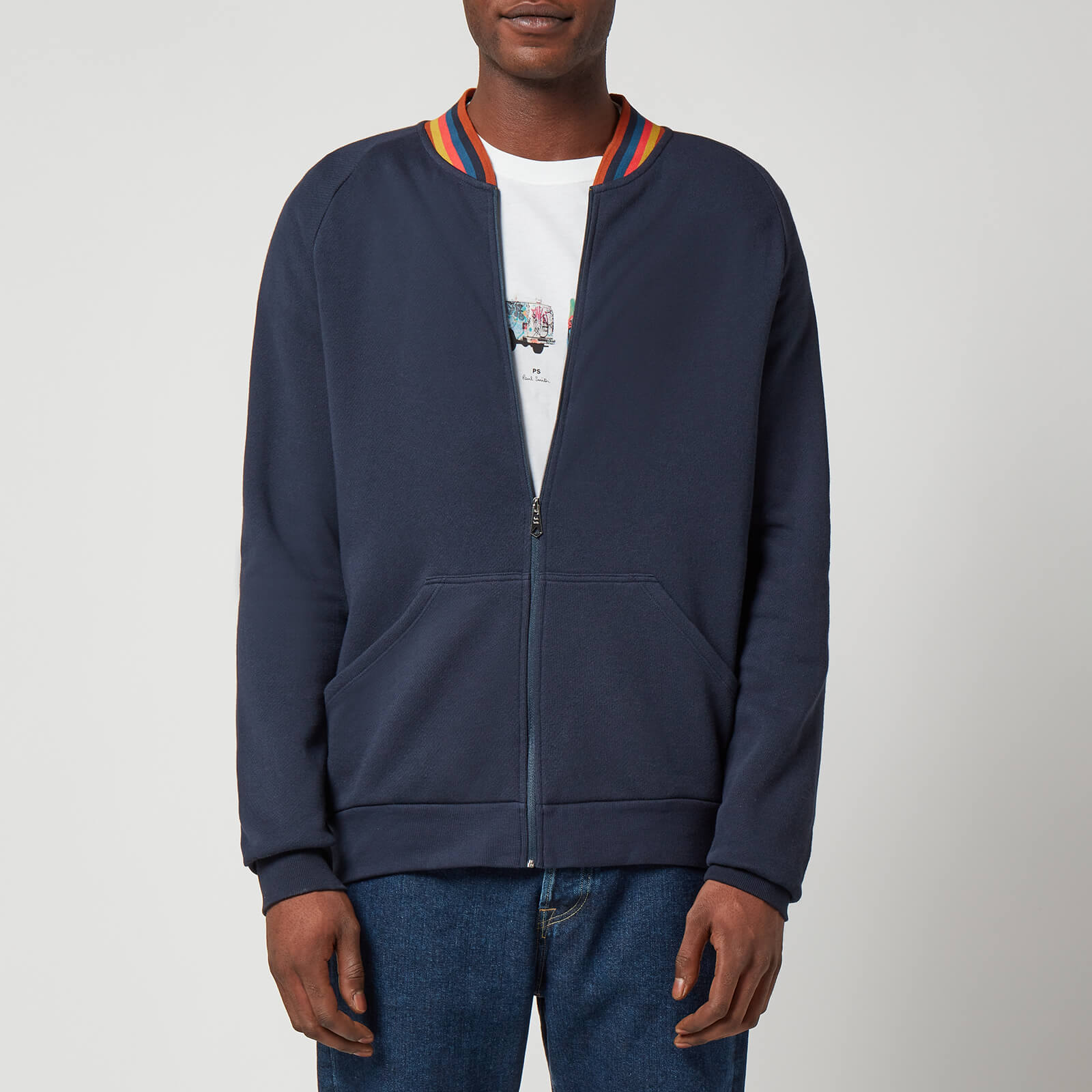 PS Paul Smith Men's Stripe Collar Zip Through Sweatshirt - Inky - M