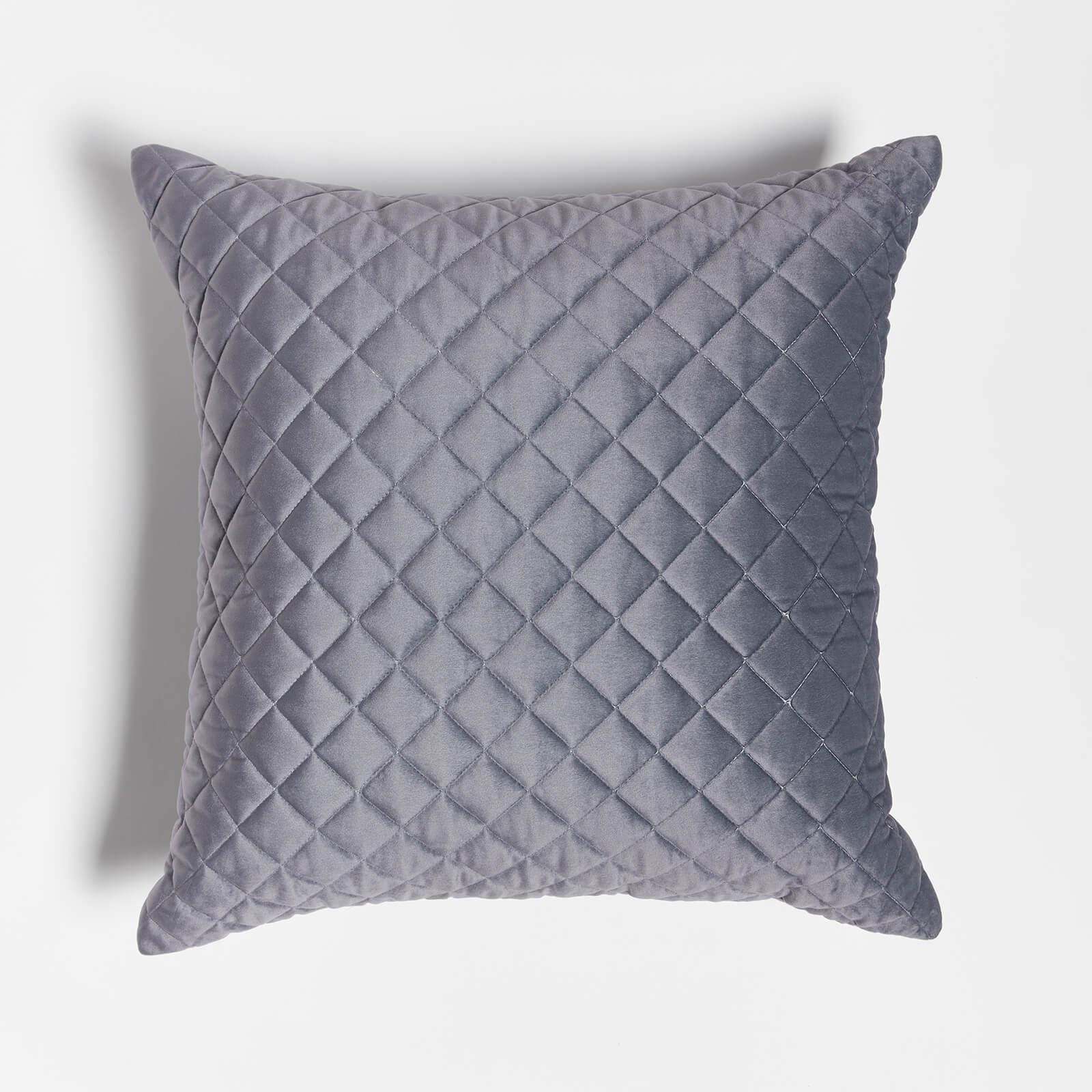 in home Diamond Quilted Velvet Cushion - Dark Grey
