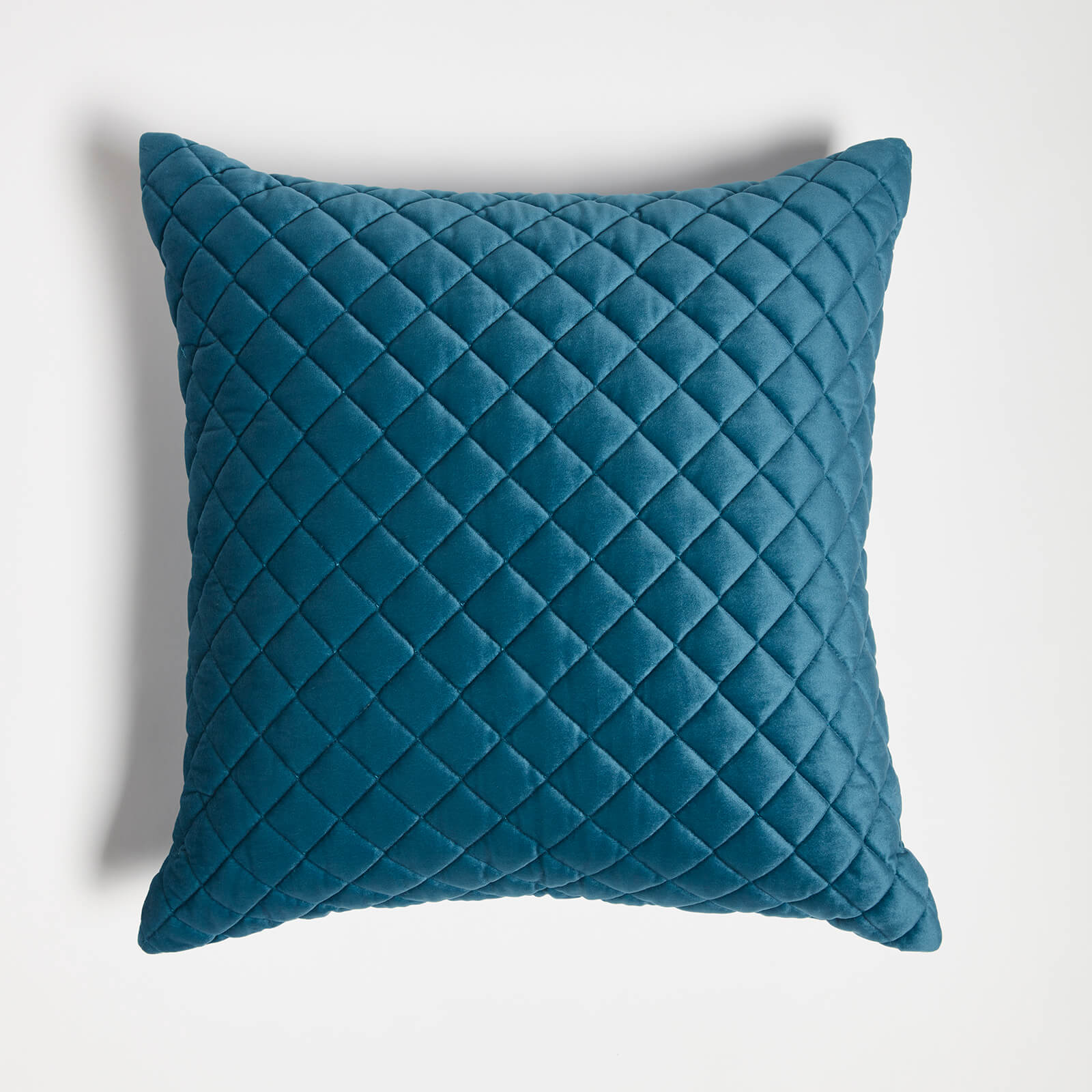 in home Diamond Quilted Velvet Cushion - Blue