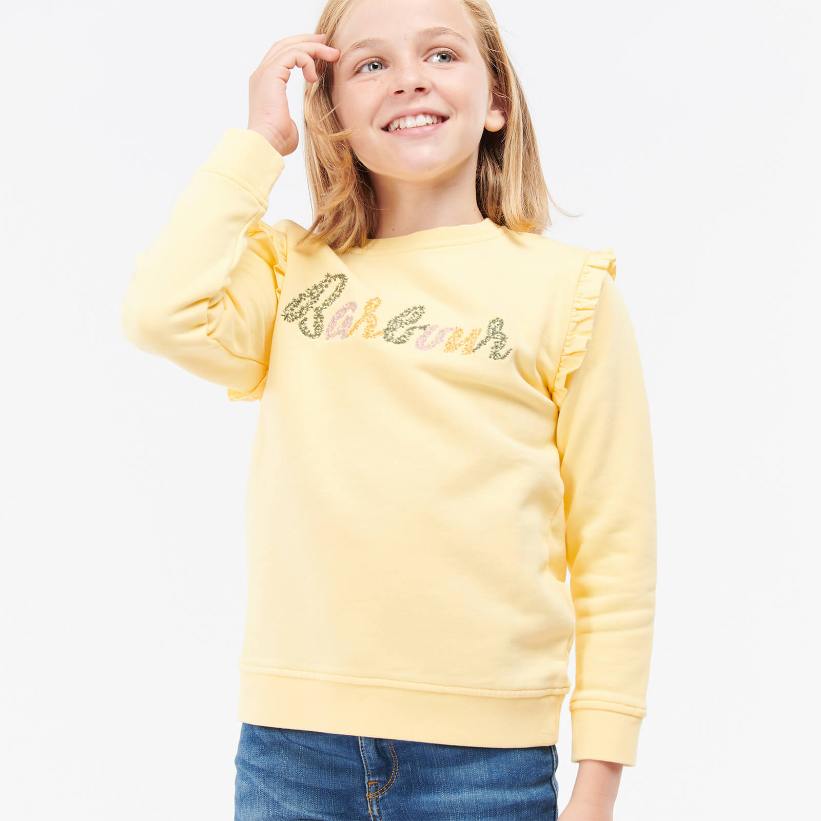 Barbour Girls' Lyndale Frill Overlayer - Primrose Yellow -  8-9 Years