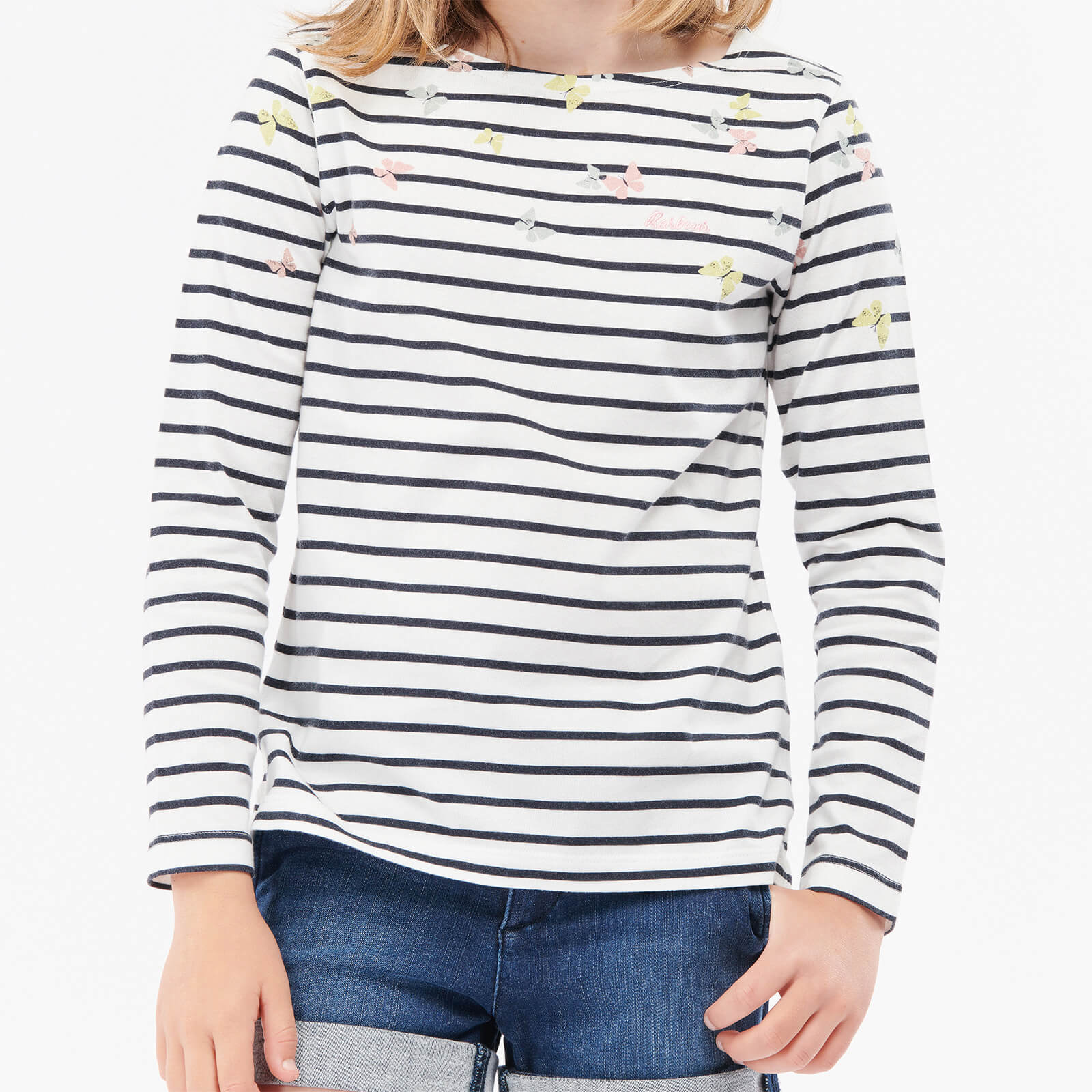 Barbour Girls' Bradley Striped Top - Off White -  8-9 Years