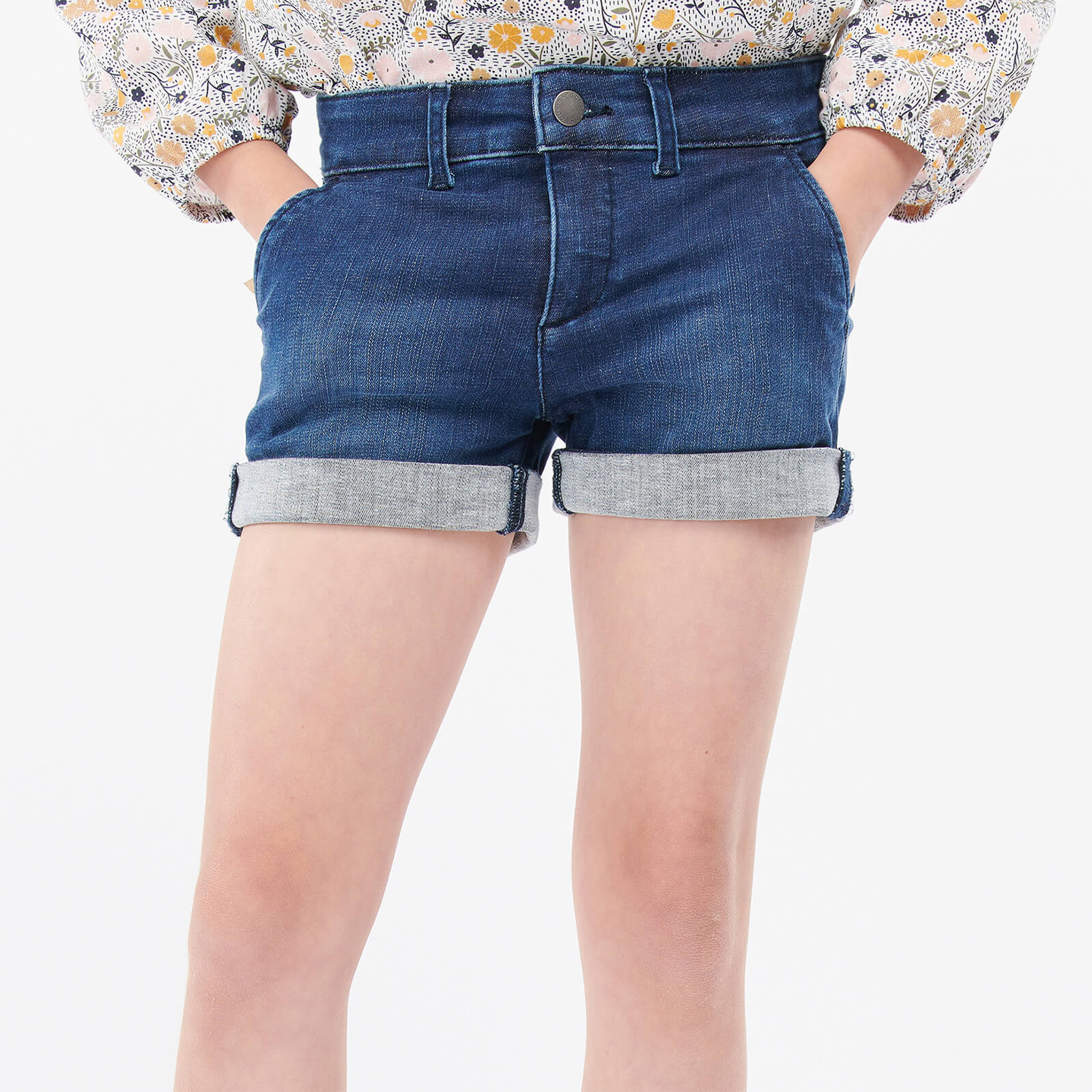 Barbour Girls' Essential Denim Shorts - Authentic Wash -  6-7 Years