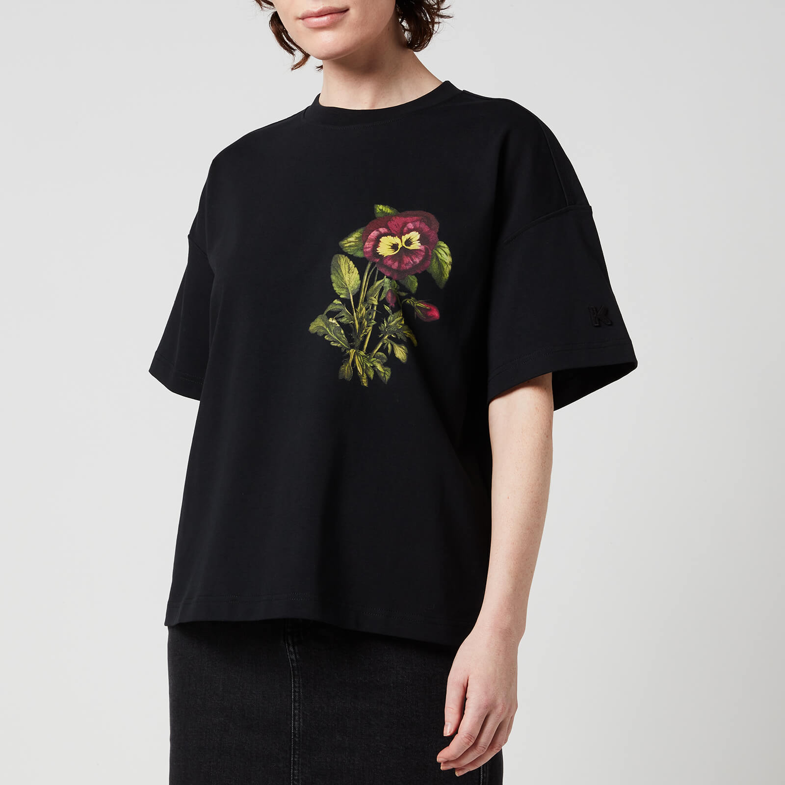 KENZO Women's Placed Flower Boxy T-Shirt - Black - XS