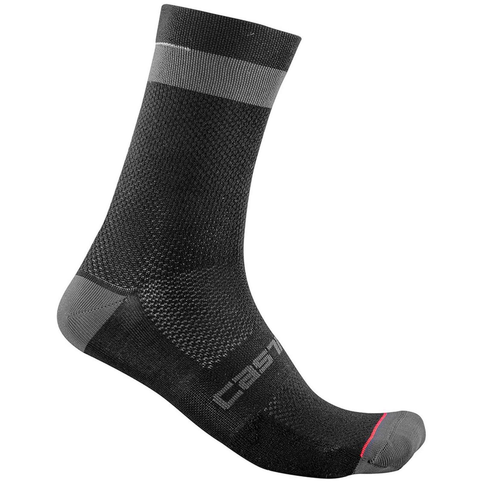 Castelli Alpha 18 Socks - S/M - Black/Dark Gray
