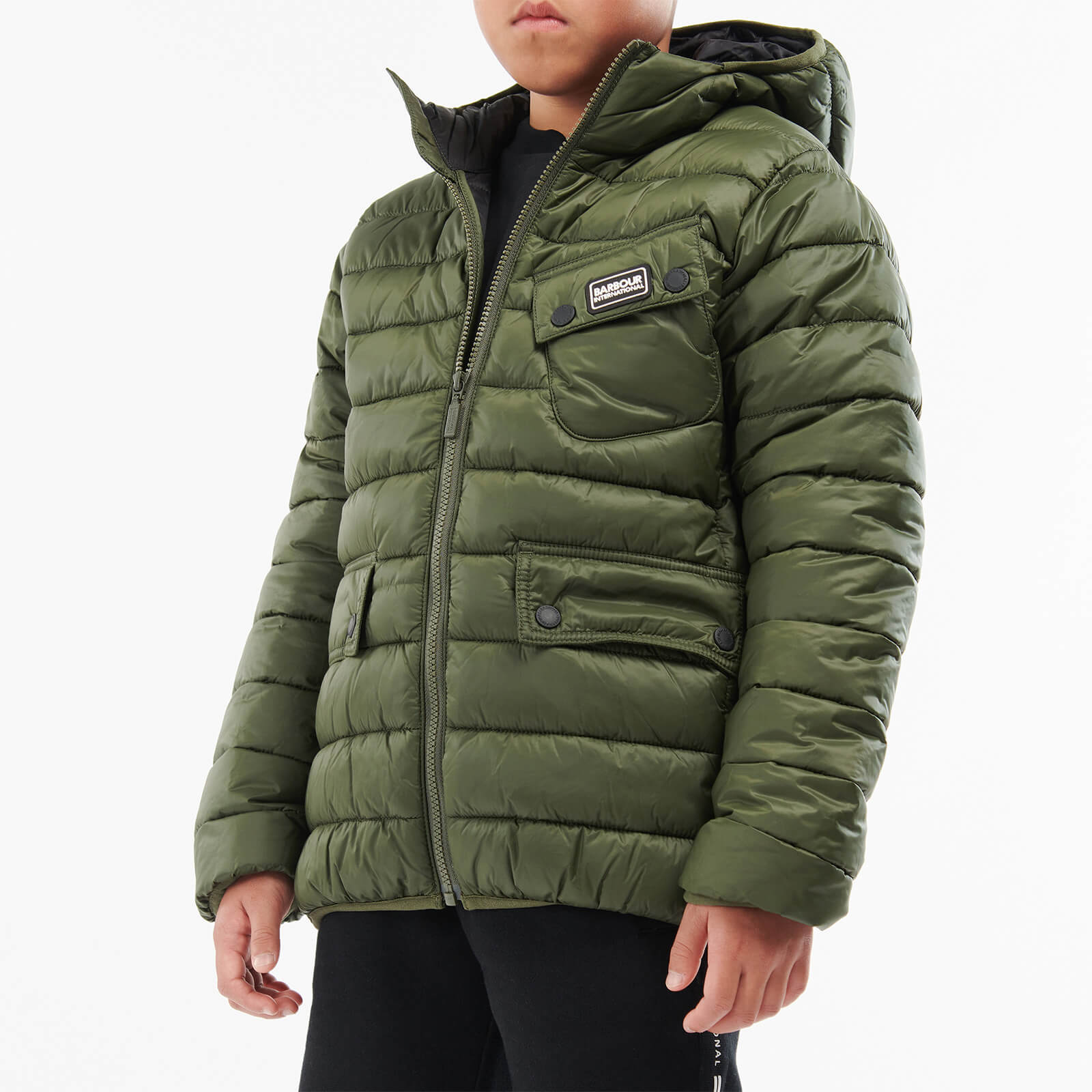 Barbour International Boys' Ouston Hooded Quilt - Olive - 6-7 Years