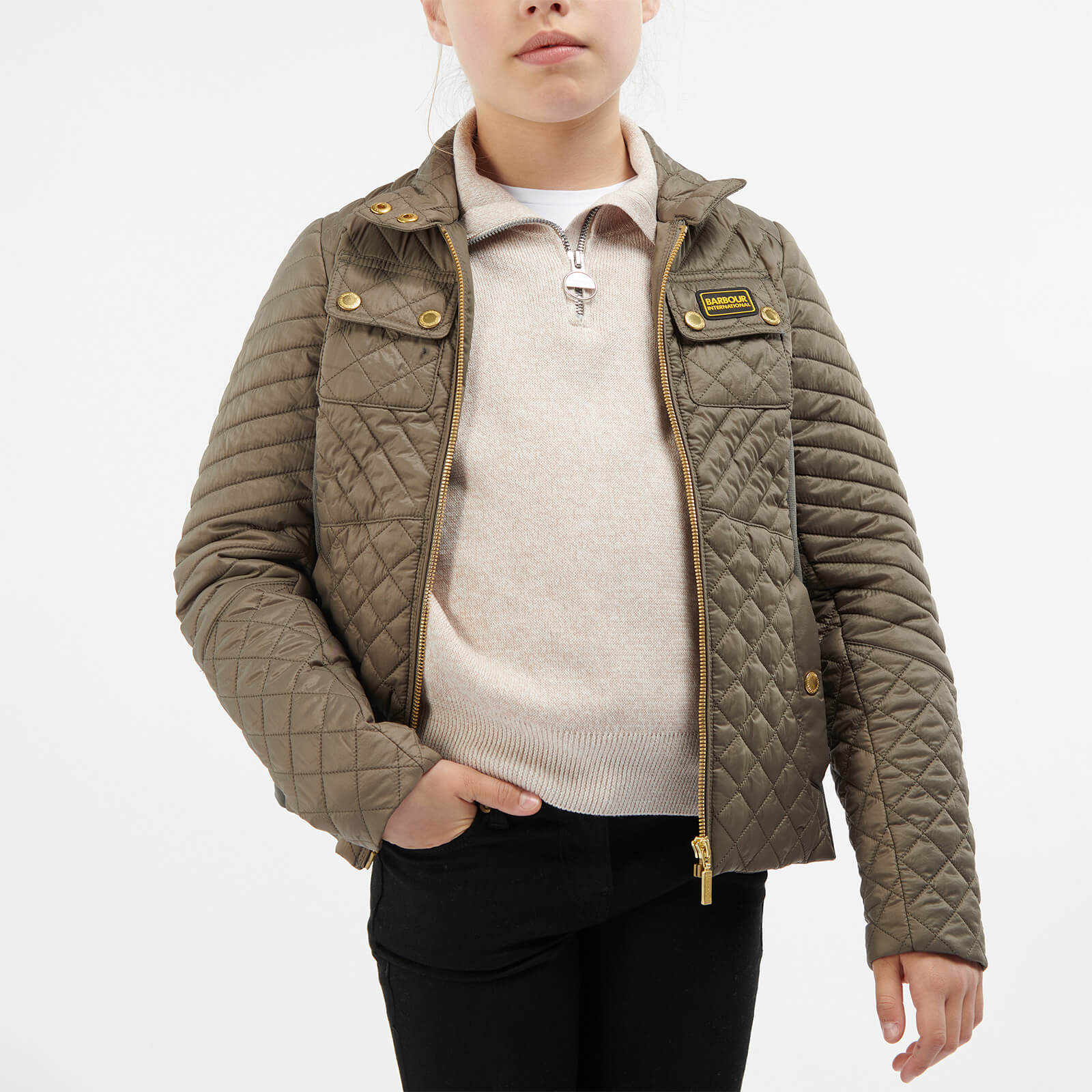 Barbour International Girls' Enduro Morgan Quilt Jacket - Harley Green - 6-7 Years