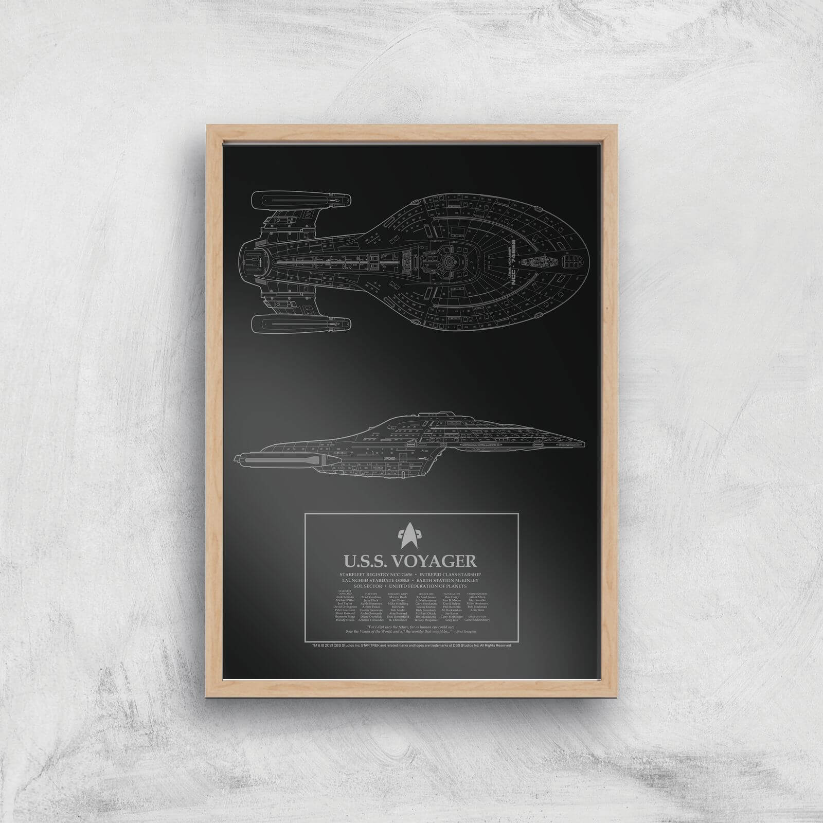 

Star Trek Starfleet U.S.S. Voyager Giclee Art Print - A4 - Wooden Frame