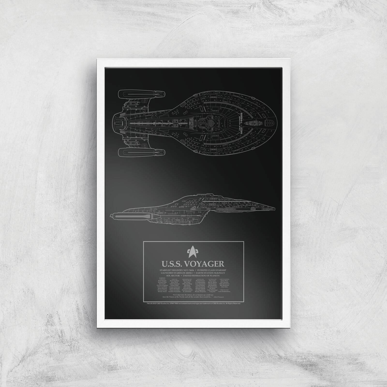 

Star Trek Starfleet U.S.S. Voyager Giclee Art Print - A4 - White Frame