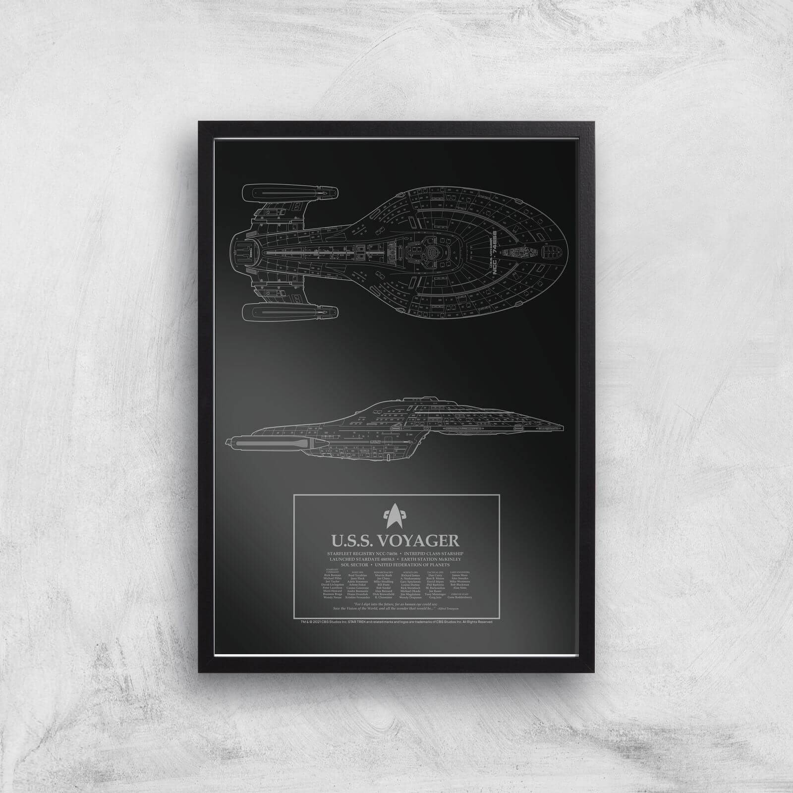 

Star Trek Starfleet U.S.S. Voyager Giclee Art Print - A4 - Black Frame