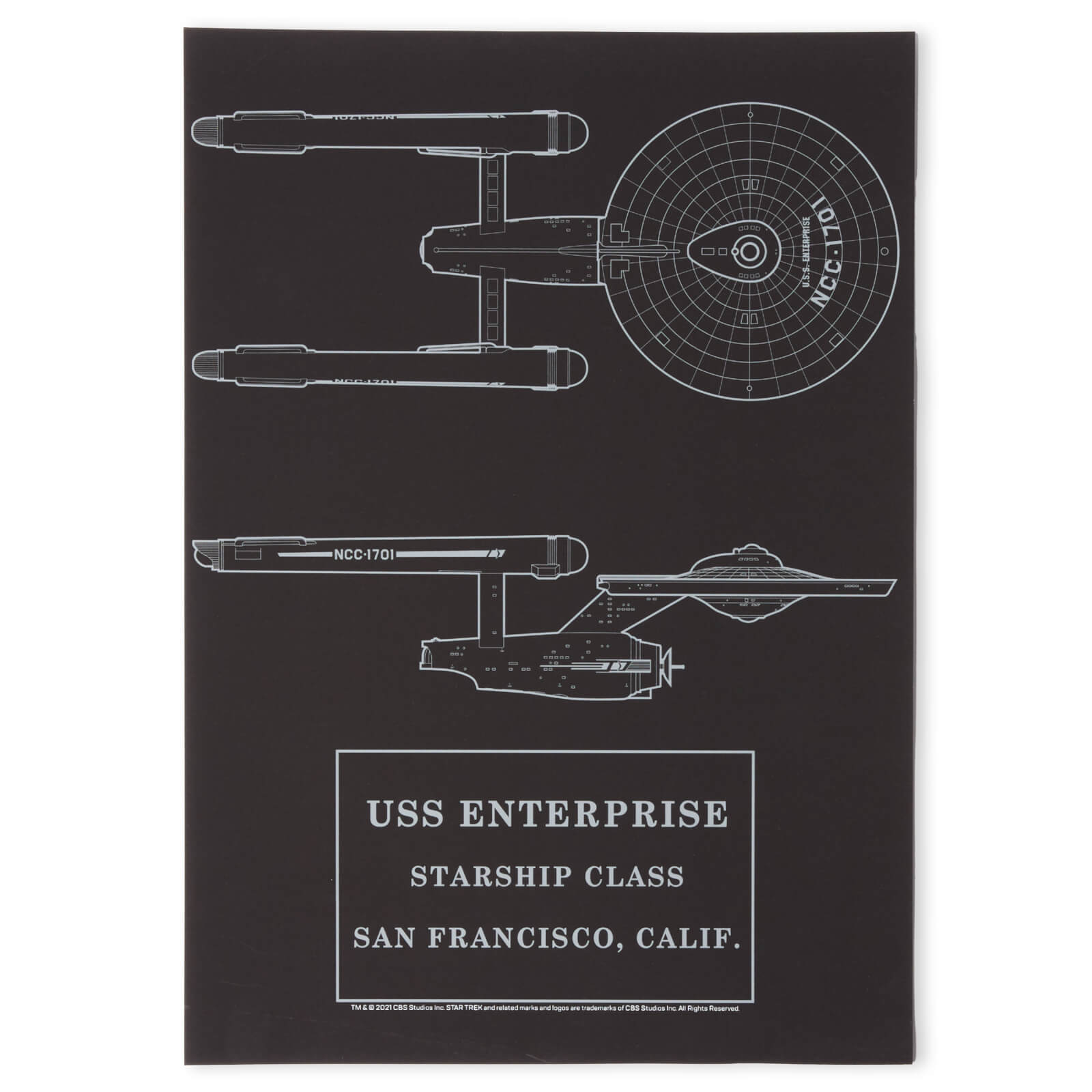 Star Trek Starfleet Original USS Enterprise Giclee Art Print - A4 - Print Only