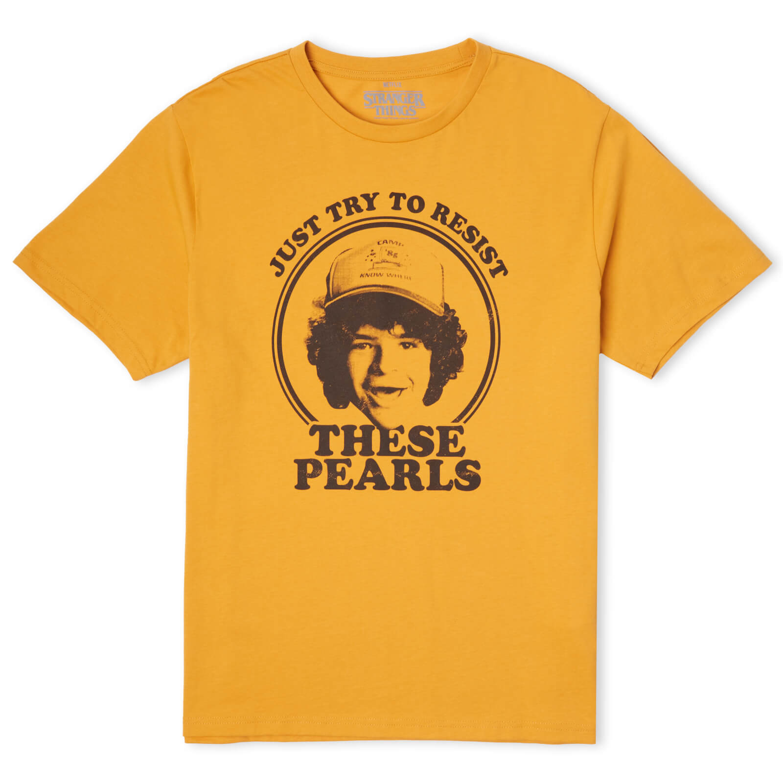 

Stranger Things Dustin's Pearls Men's T-Shirt - Mustard - XXL - Mustard