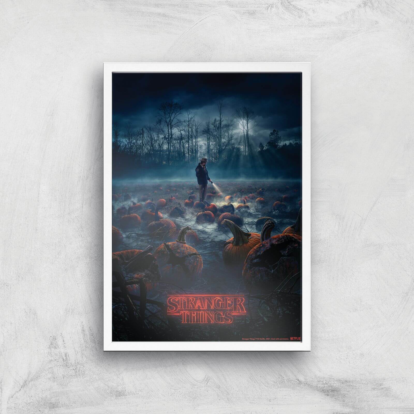 

Stranger Things Pumpkin Patch Giclee Art Print - A2 - White Frame
