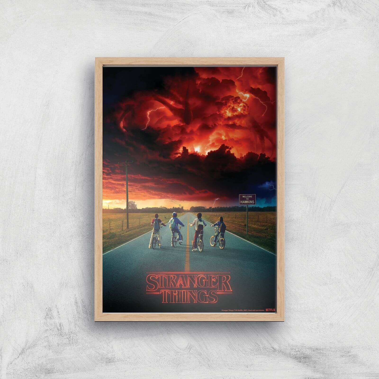 

Stranger Things Welcome To Hawkins Giclee Art Print - A2 - Wooden Frame